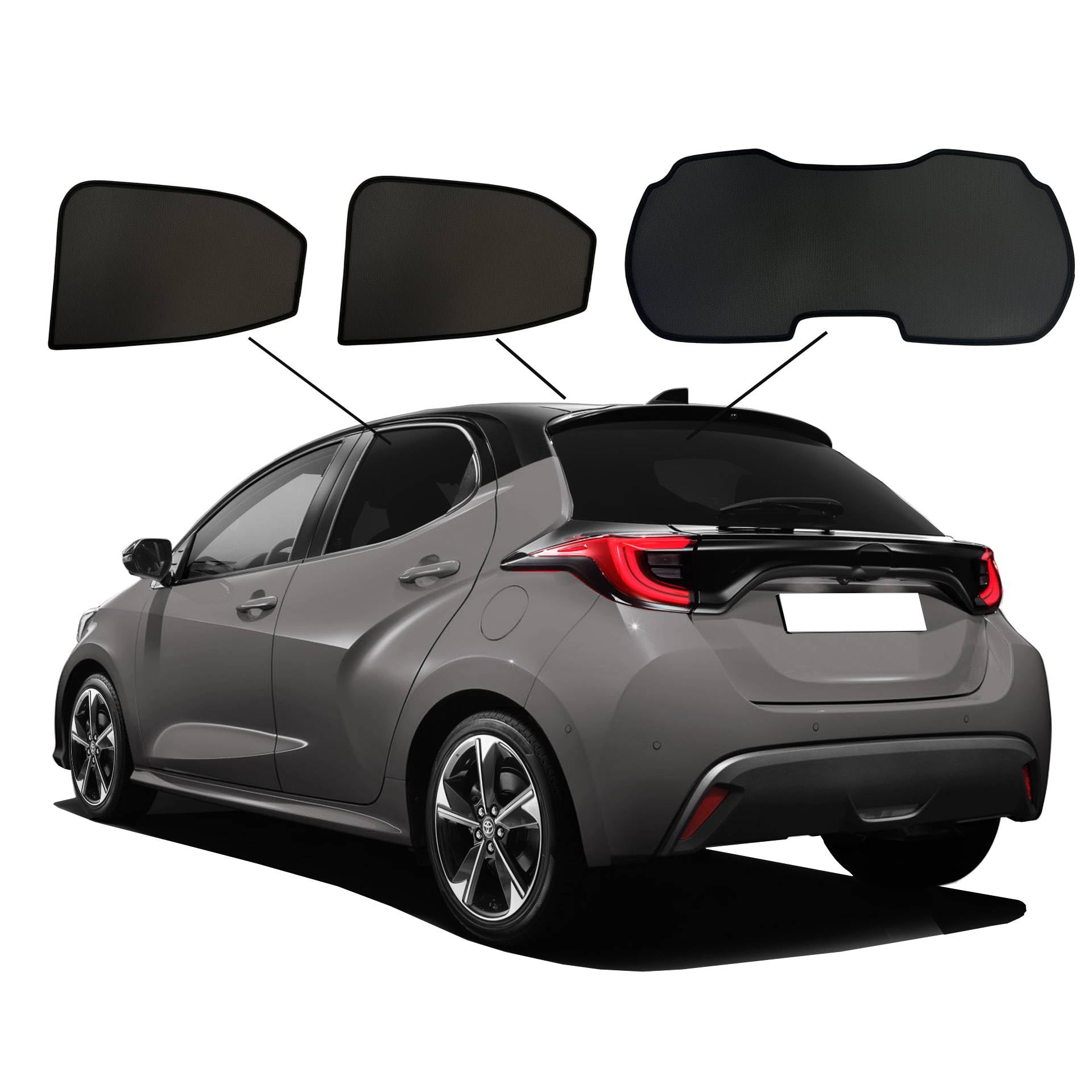 Protection visuelle & Solaire Compatible avec Toyota Yaris (P21) 2020- & Mazda 2 (KB) 2022-, Noir