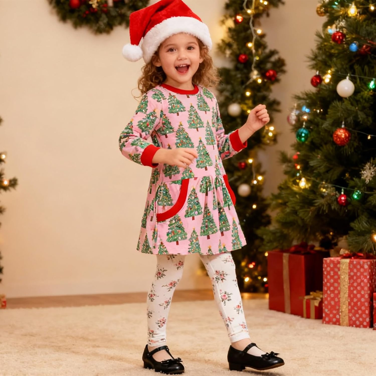 Hongshilian Girls Cartoon Dress Applique Party Dresses Casual Jersey Cotton Long-Sleeved - Image 2