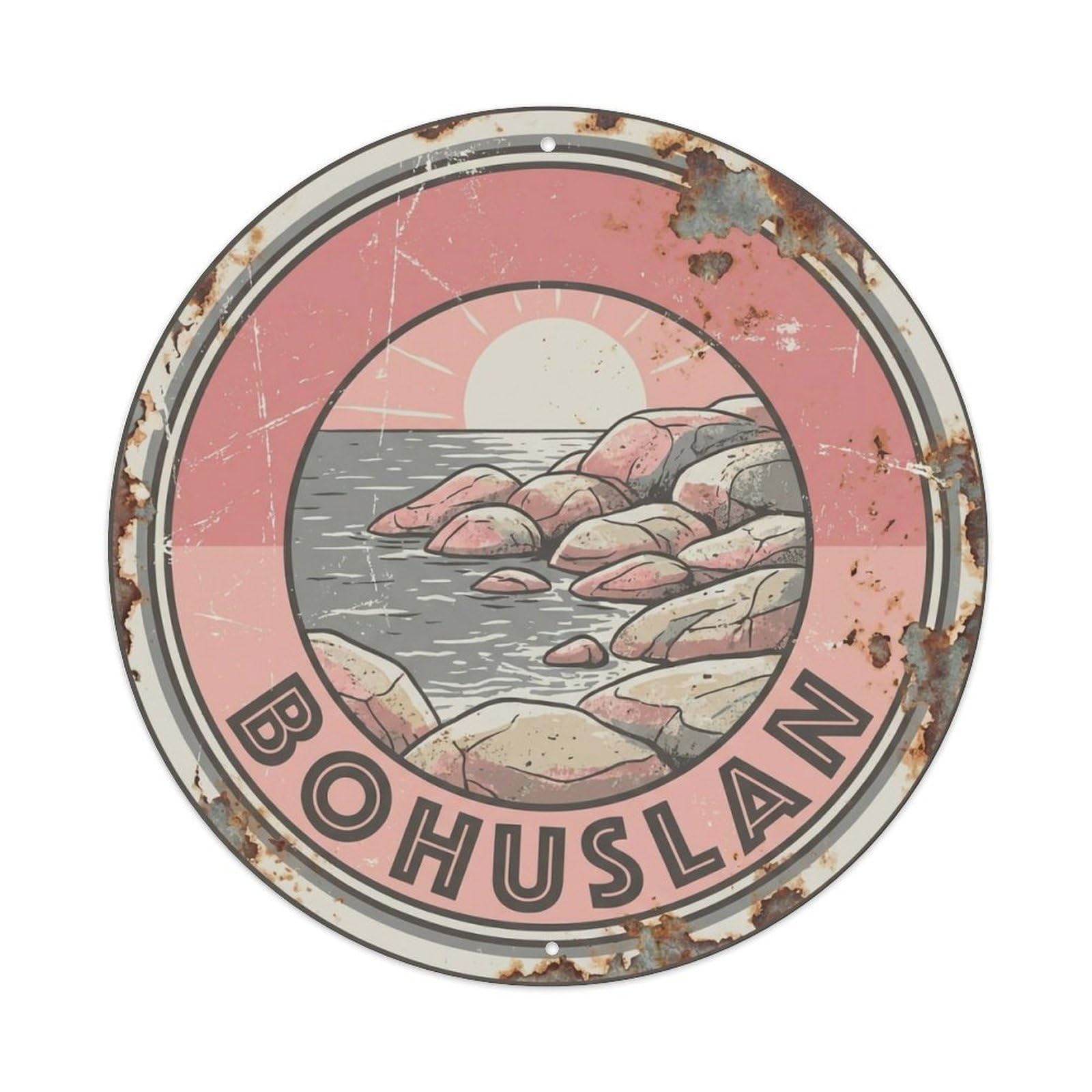 Okahys 8X8inch(20X20cm) Vintage Travel Bohuslan Sweden Granite Metal Tin Sign