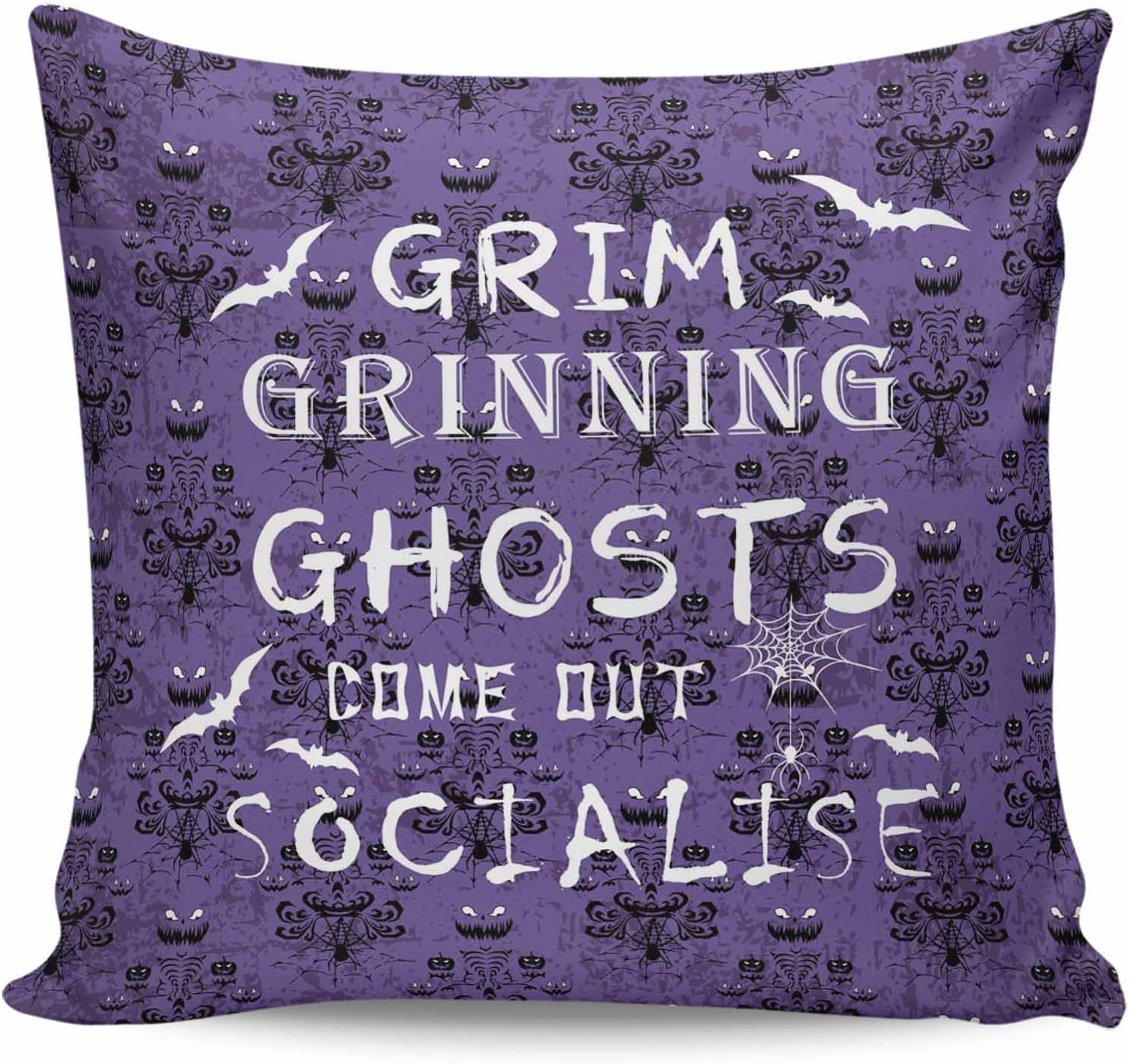 T&H XHome Sea Girl Soft Haunted Halloween Mansion - Grim Grinning Ghosts Throw Pillow Indoor Cover Pillow Case for Your Home(18in x 18in)