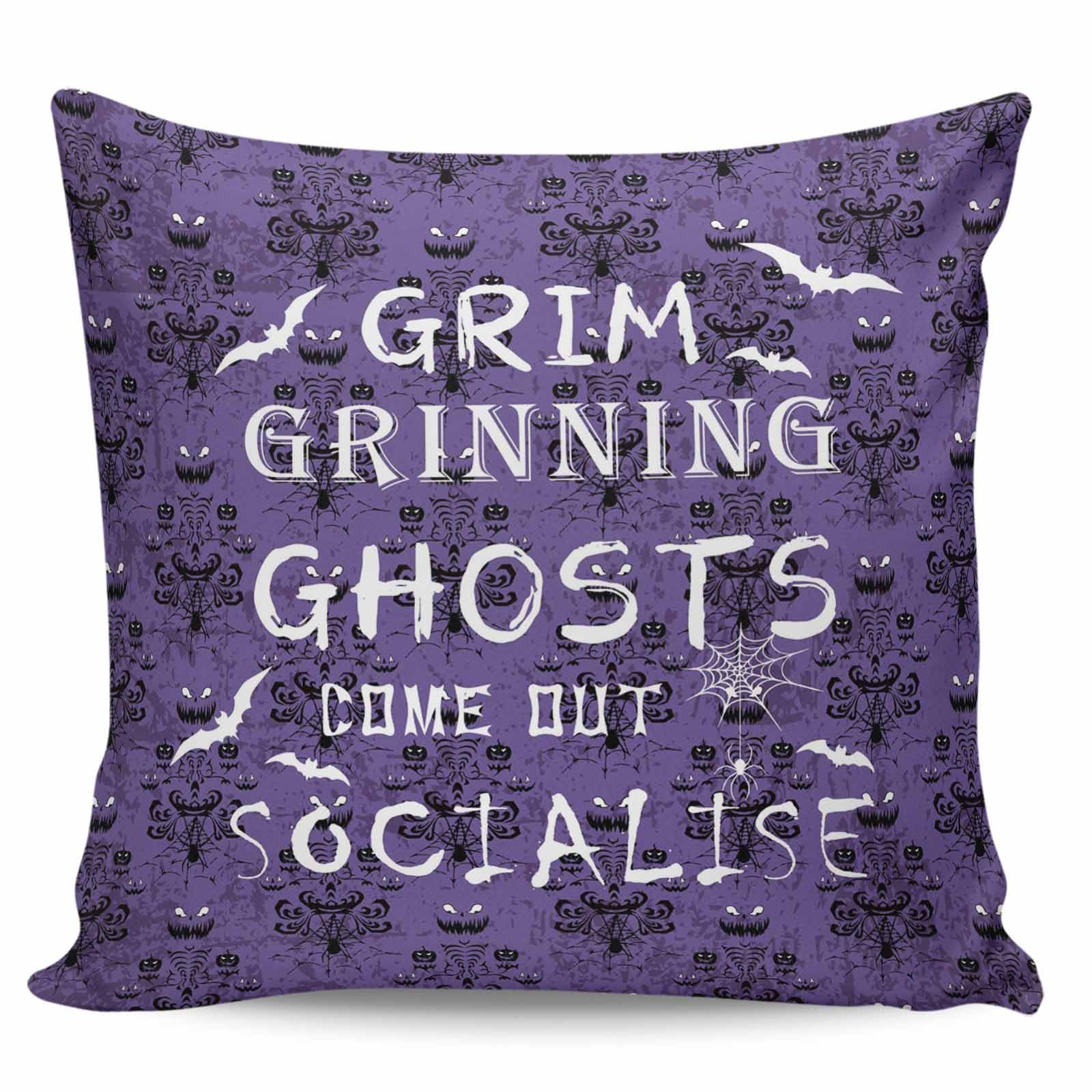 T&H XHome Sea Girl Soft Haunted Halloween Mansion - Grim Grinning Ghosts Throw Pillow Indoor Cover Pillow Case for Your Home(18in x 18in)