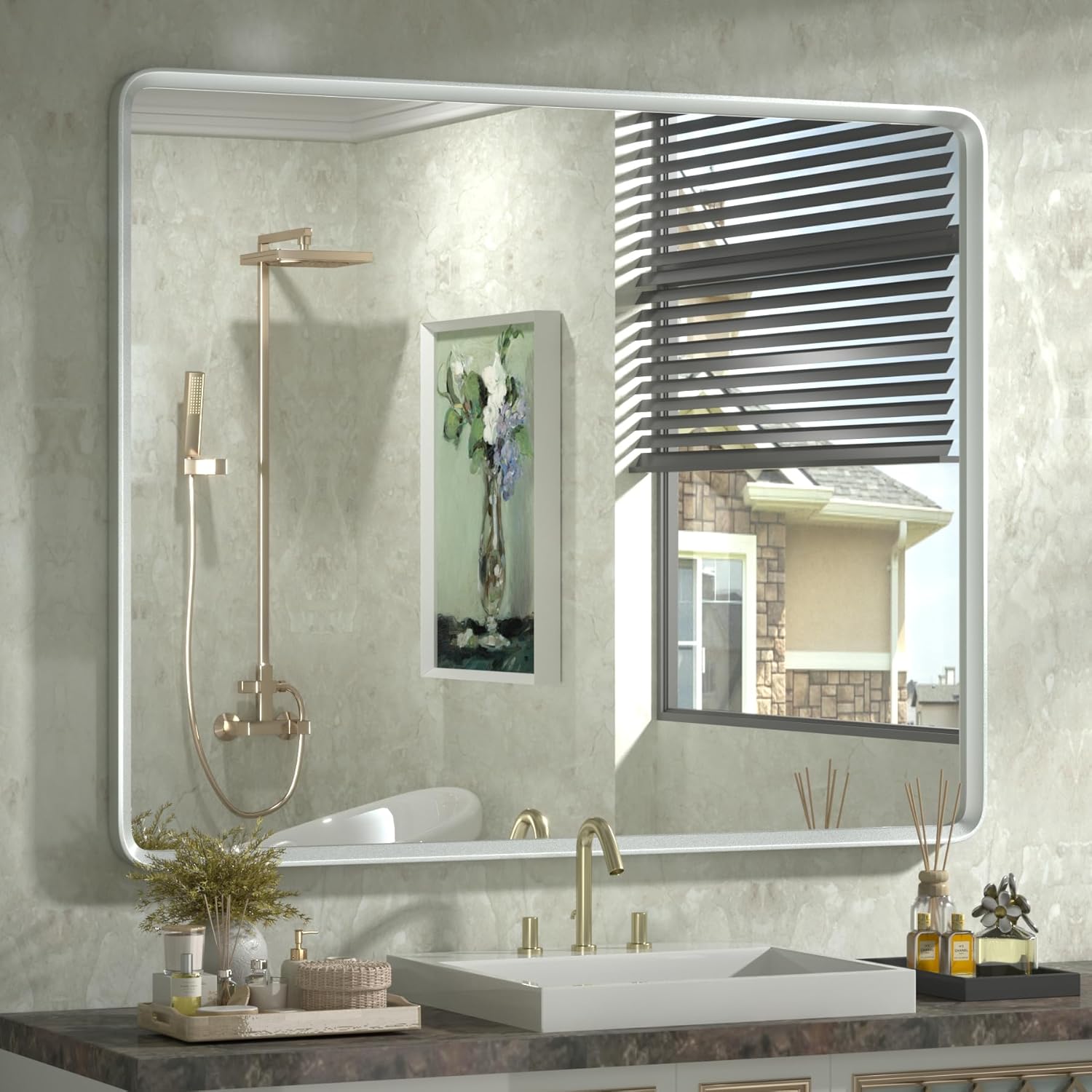 Amazon.com: GOLOMO 40x30 Silver Bathroom Mirror, Silver Vanity Mirror ...