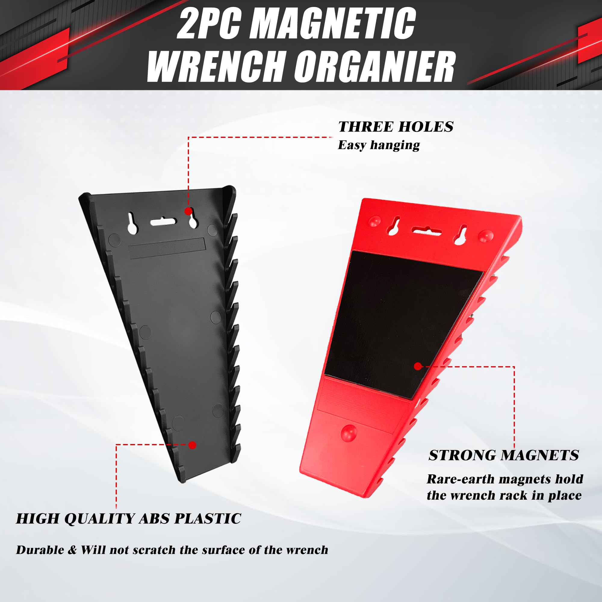 Magnetic Wrench Organizer 2-Piece,Wrench Rack Tool Trays, SAE (1/4" to 1-1/16") - Image 3