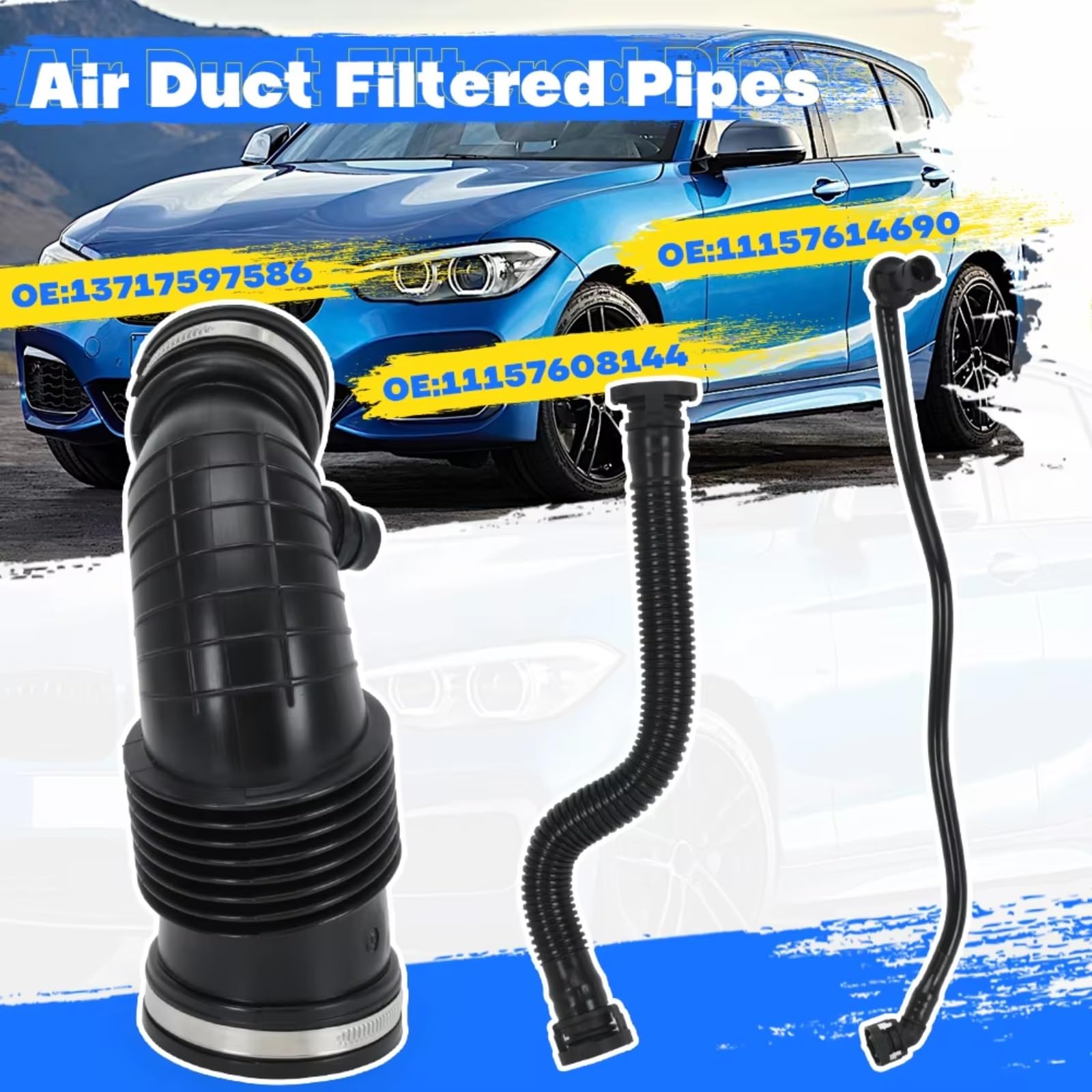 Compatible Con Para F20 F21 F30 Conducto De Aire Tubo Filtrado Manguera De Entrada De Aire Con Anillo De Acero 11157608144 11157614690 13717597586 Aire Frío Turbo Filtro Kit