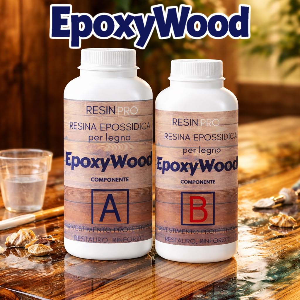 Resin Pro EPOXYWOOD 1.5 KG Resina Epossidica per Legno - Rivestimento protettivo, Restauro, Rinforzo