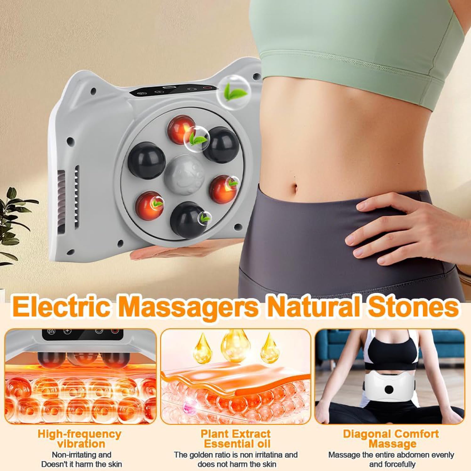 Masseur Abdominale électrique sans Fil, Masseur de Ventre pour Les regle et maigrir, Ceinture Amincissante Chauffante Ventre Plat Instrument De Pétrissage pour Digestion, Soulagement Douleur