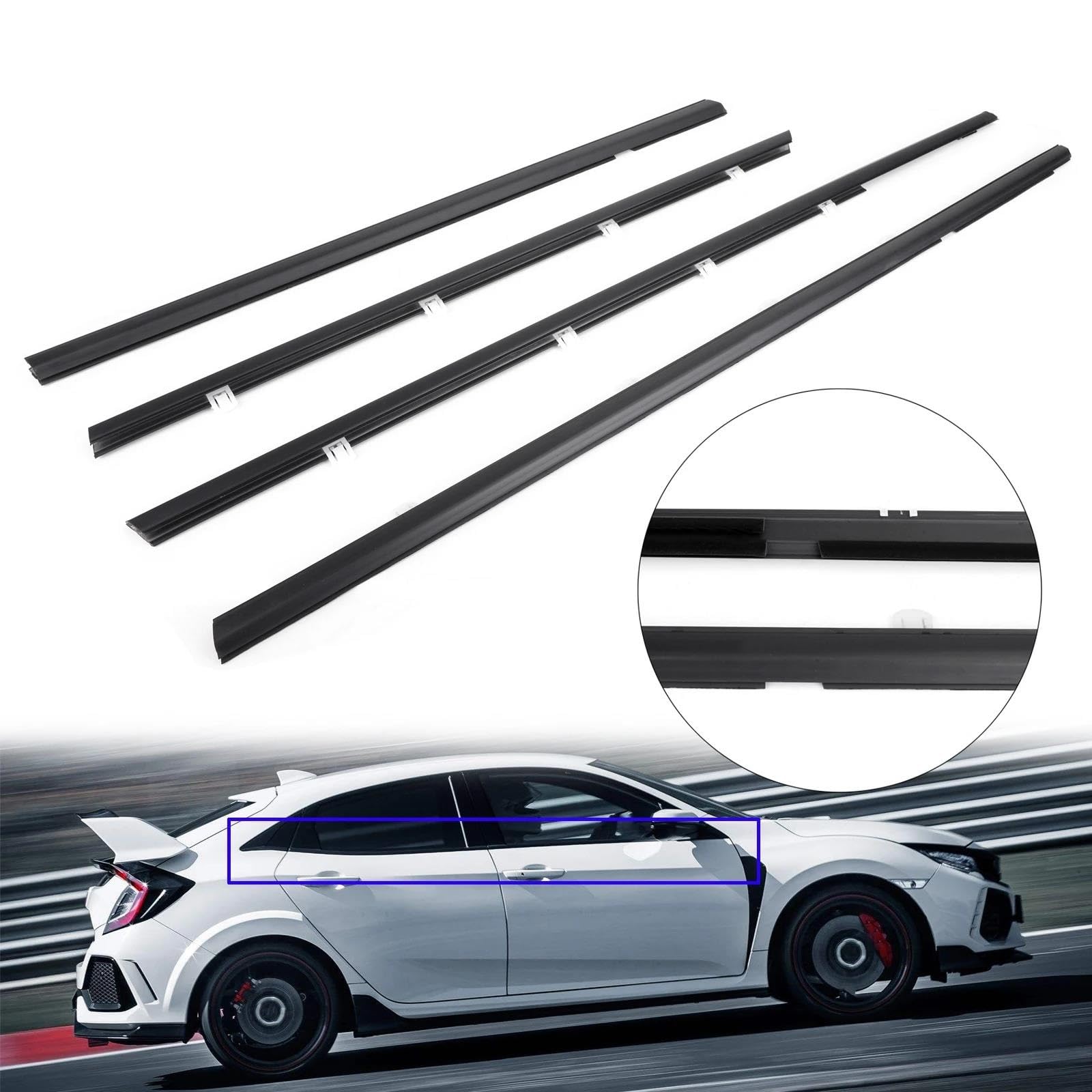 4-częściowa taśma uszczelniająca do Honda Civic (2012-2015), uszczelka okienna, listwa ozdobna, taśma uszczelniająca, ochrona krawędzi