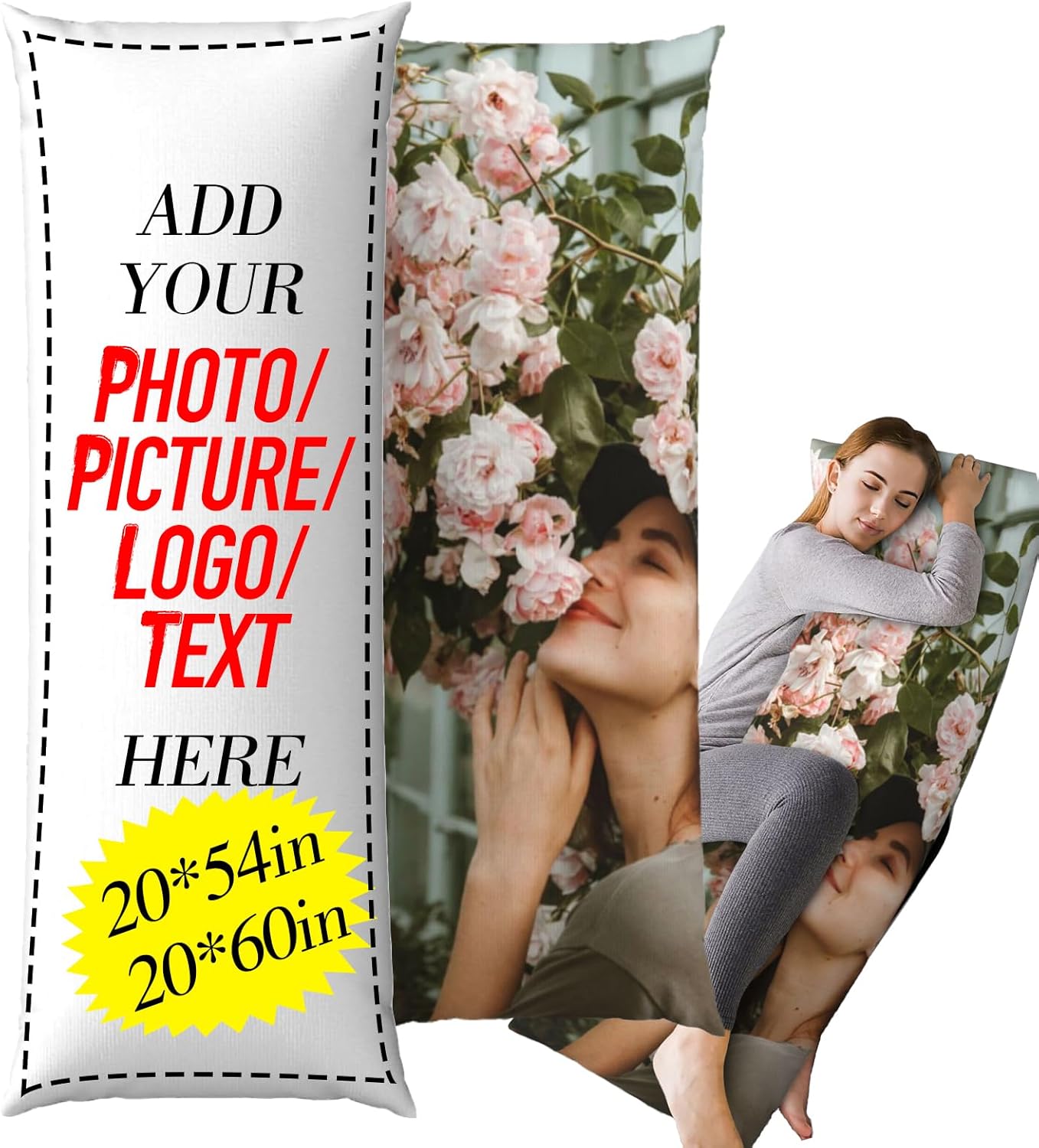 Custom Body Pillow Case with Photo Personalized Design