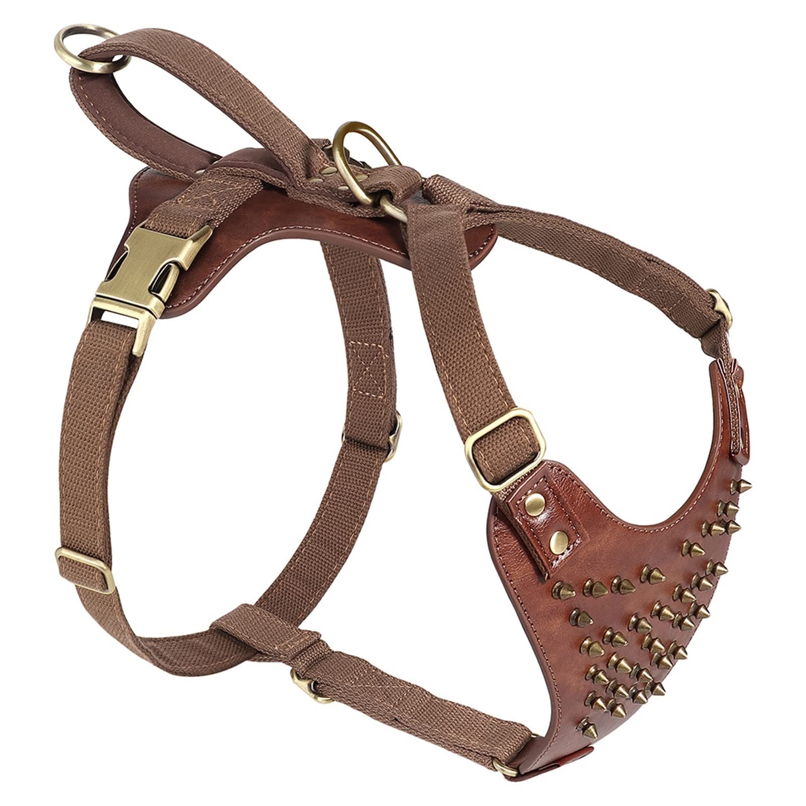 FNSK Arnés For Perro con Tachuelas Y Tachuelas, Chaleco De Arnés For Perro De Cuero Duradero Ajustable For Perros Medianos Y Grandes, Accesorios For Bóxer Pitbull Bulldog