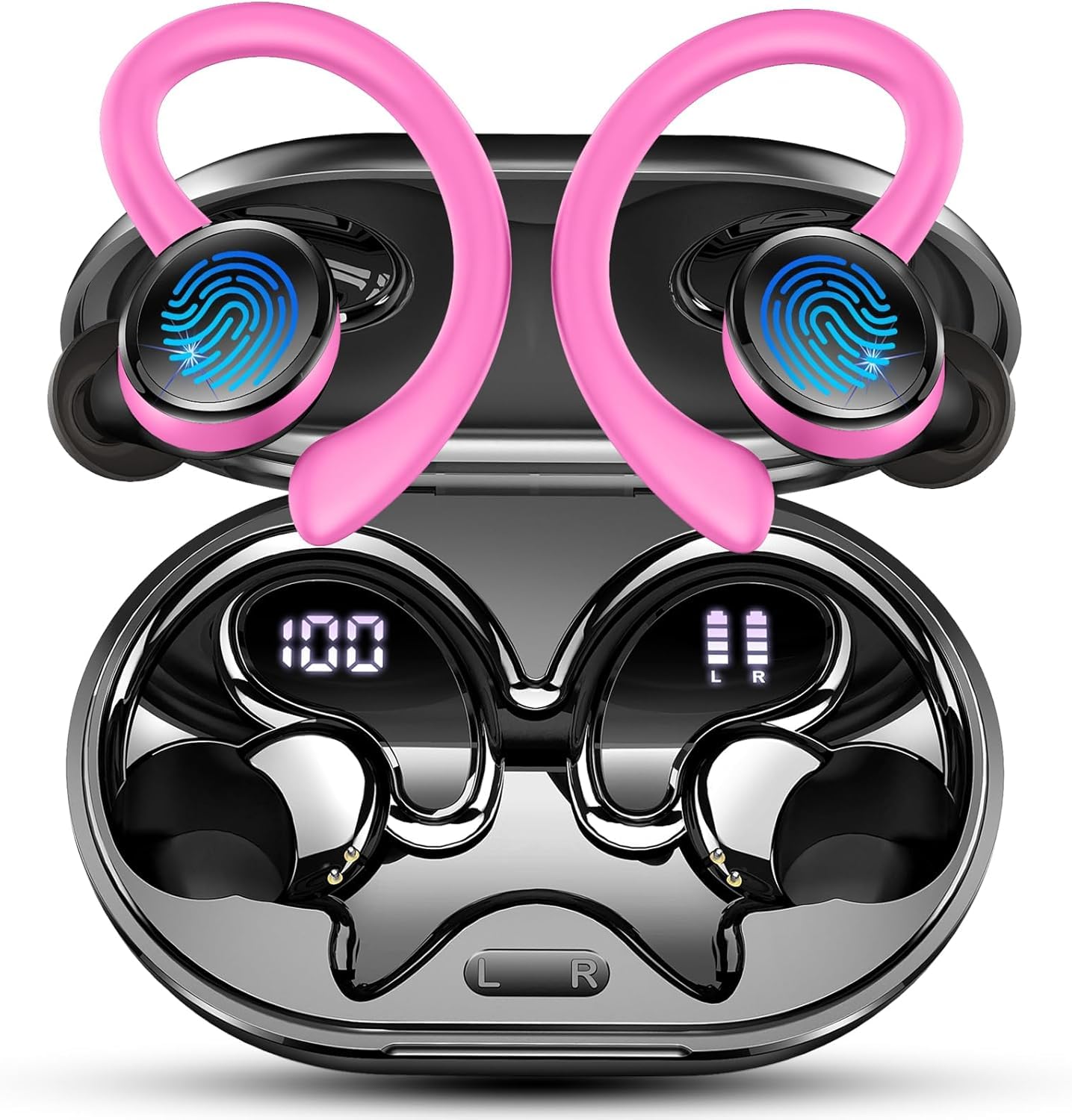 Rolosar Auriculares Inalámbricos Bluetooth 5.4 HiFi Estéreo, 50H de Reproducción Cascos Bluetooth con Cancelacion Ruido ENC, Pantalla LED/IP7 Impermeable/para Running