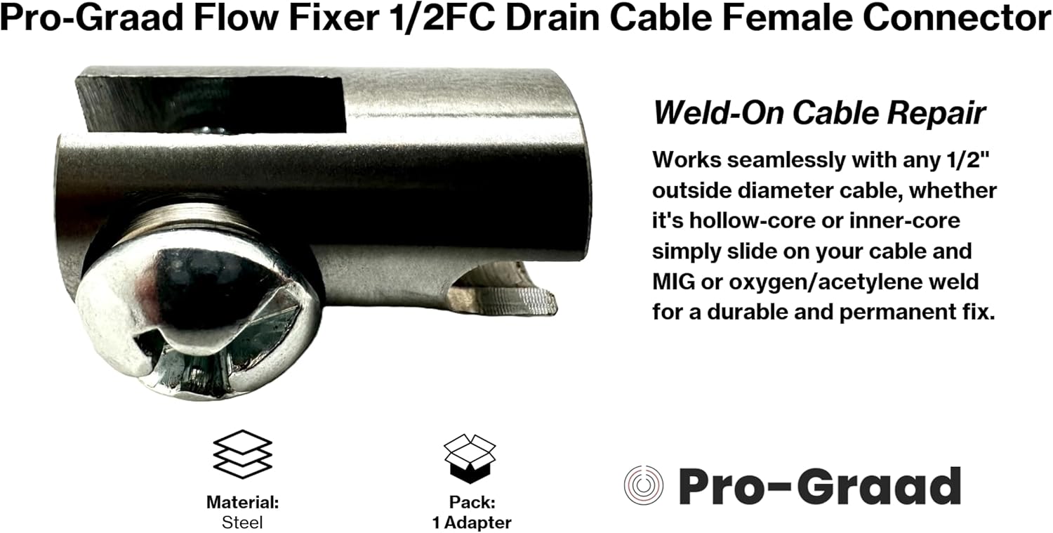 Flow Fixer 1/2FC 1/2" WELD-ON Slotted Female Cable Repair End | WELD-ON Female Slotted Connector for Broken 1/2" O.D. Drain Cleaning Machine Cables