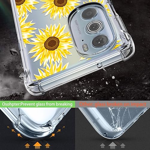 Miniatura 2 de Osophter Funda para Motorola Edge Plus 2022, Moto Edge Plus 2022, funda floral floral para niñas y mujeres, absorción de golpes, funda de goma TPU