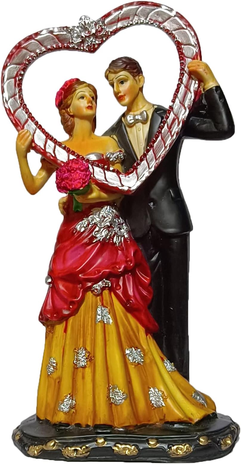 PARIJAT HANDICRAFT Love Couple Character Decoration Resin Newcomer Wedding Room Bedroom Desktop Decorations Home Decor(Heart)