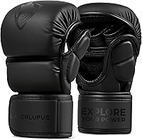 LIBERLUPUS MMA Gloves Men Youth: Open Palm Punching Bag Gloves, Durable Synthetic Leather, Wrist Support for Sparring Kickboxing Muay Thai Self-Defense