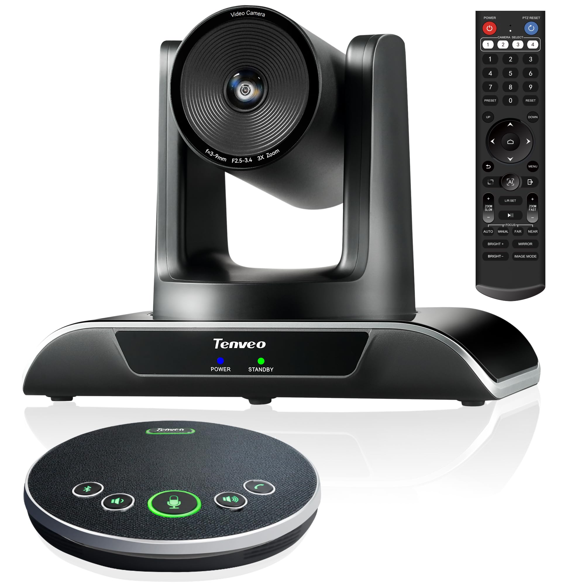 Tenveo 3X Zoom Ottico Sistema di Telecamere per Conferenze con Altoparlante Bluetooth AI Tracking USB3.0/HDMI PTZ Camera 1080P 60FPS Videoconferenza per Riunioni Chiesa Medicina Teams Zoom OBS