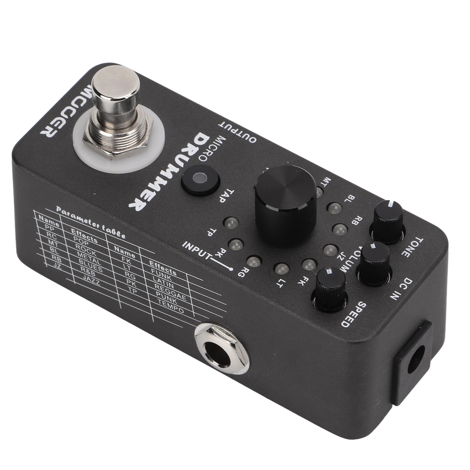 Alomejor Pedał Perkusyjny, pedał Efektów do Gitary Elektrycznej ze 121 Pętlami Perkusyjnymi i funkcją True Bypass, dla Gitarzystów z Interfejsem Audio Mono 1/4 Cala i niską impedancją