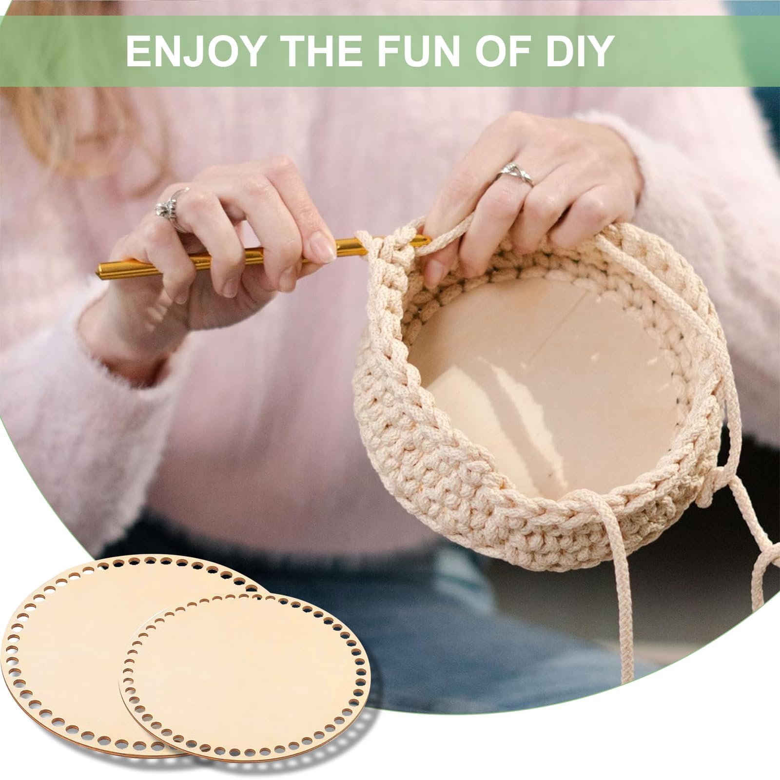 Kaiyaya 6 Pièces Fond De Sac à Crocheter, 15/20 Cm Fond De Panier En