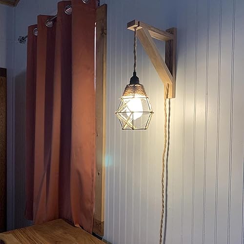 Miniatura 7 de Frideko - Lámpara de pared con cable enchufable, apliques de pared enchufables, lámparas colgantes de granja que se conectan a la toma de pared,