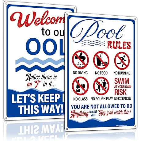 [1+1 Pack] Pool Signs for Outside: Your Oasis Haven's Essential Safety Guide