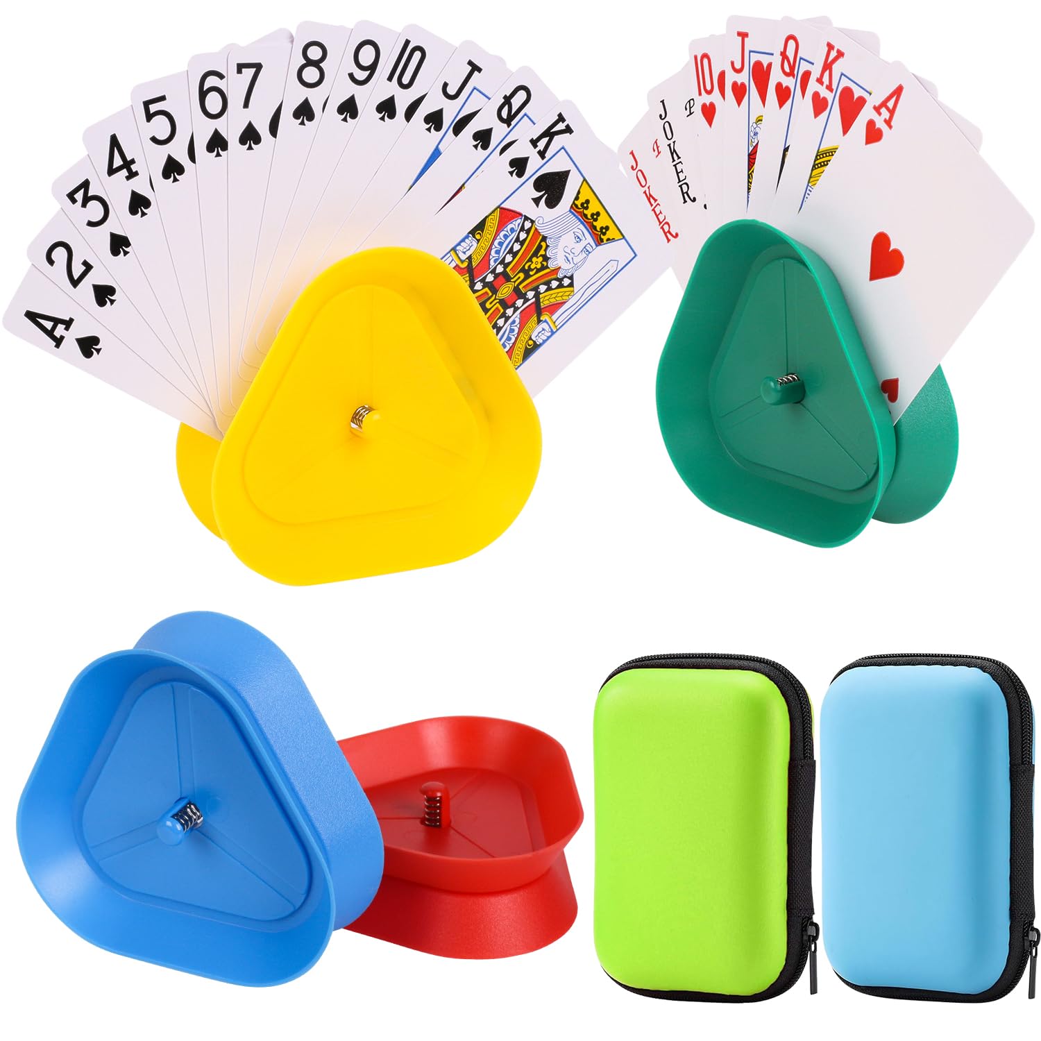 Fizdoqg 6 Pack Playing Card Holder Set, 4Pcs Game Card Holder and 2Pcs Playing Card Case for Cards Game Poker Parties