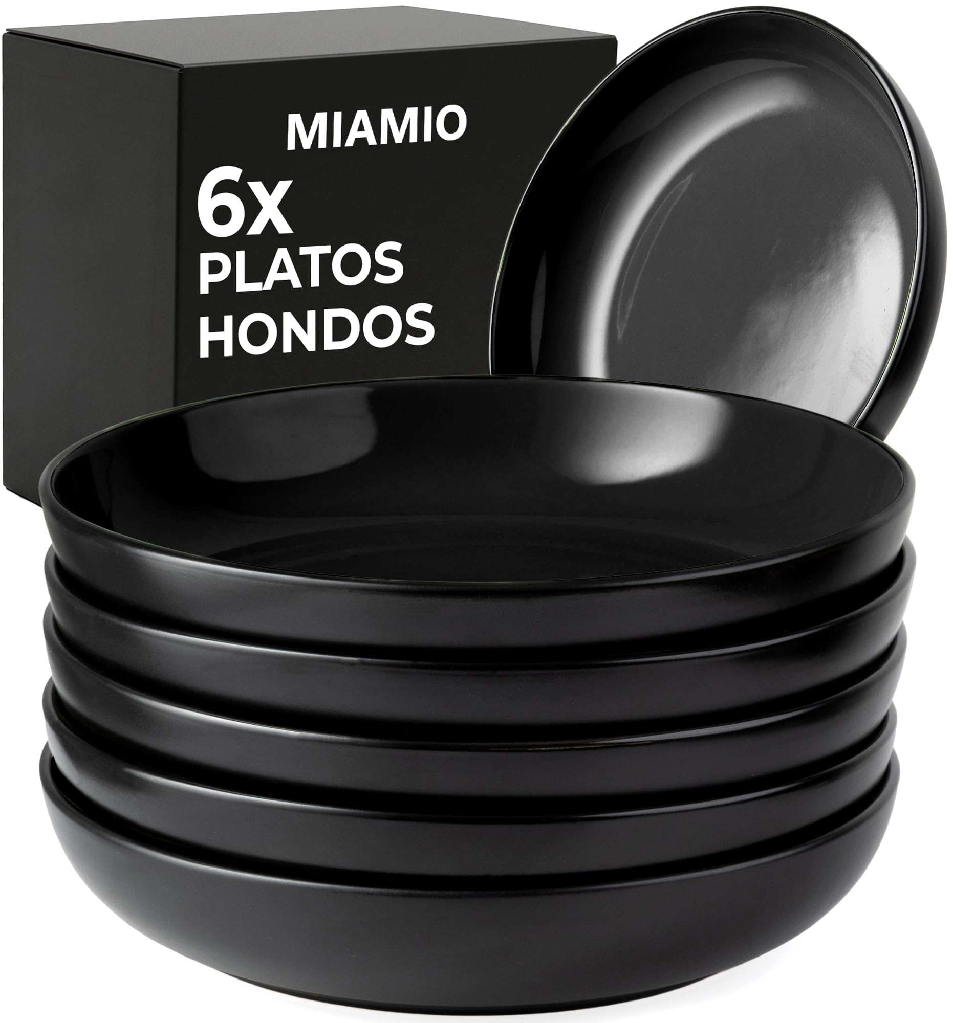 MIAMIO - 6 x 500ml Juego De Cuencos/Tazones Exterior Negro Interior De Color - Le Papillon Colección (Multicolor) — view 27