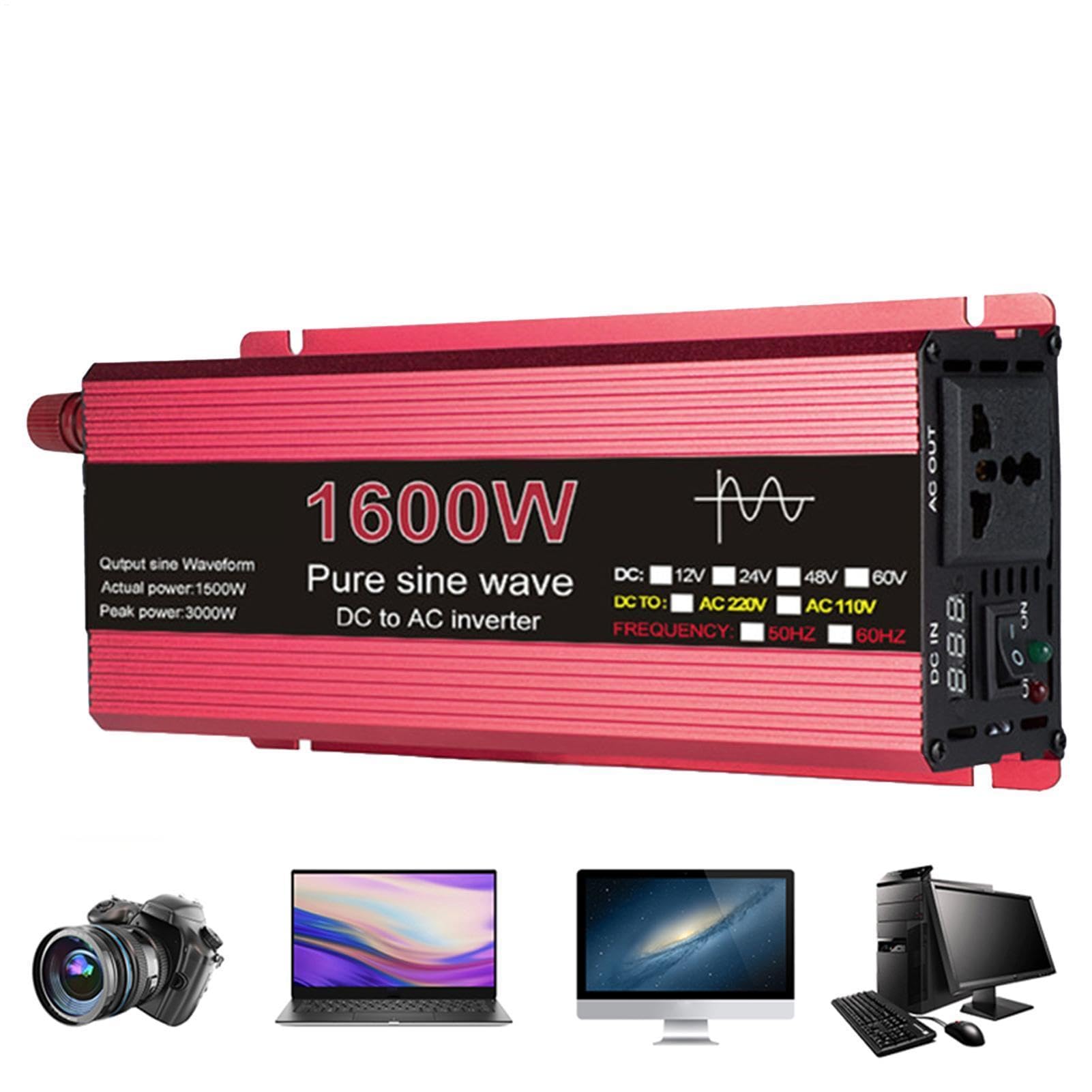 Falownik, adapter do konwertera samochodowego 12 V DC na 120-220 V AC
