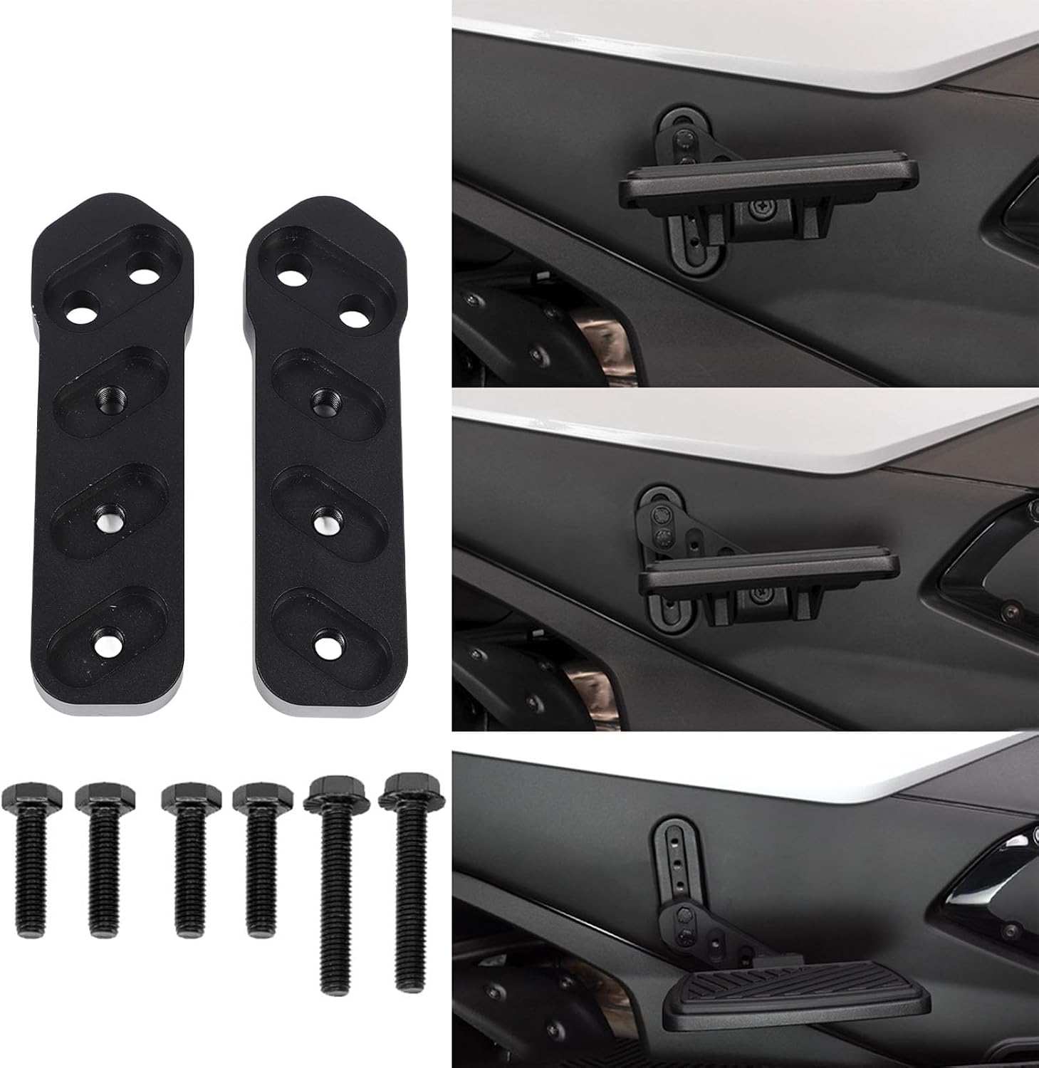 Passenger Floorboard Relocate Kit, Adjustable Aluminum Black Powder Coating 41-425 for RT 2020 Onwards - Durable 6061 T6 Aluminum, Tool - Free Installation, Enhanced Rider Comf