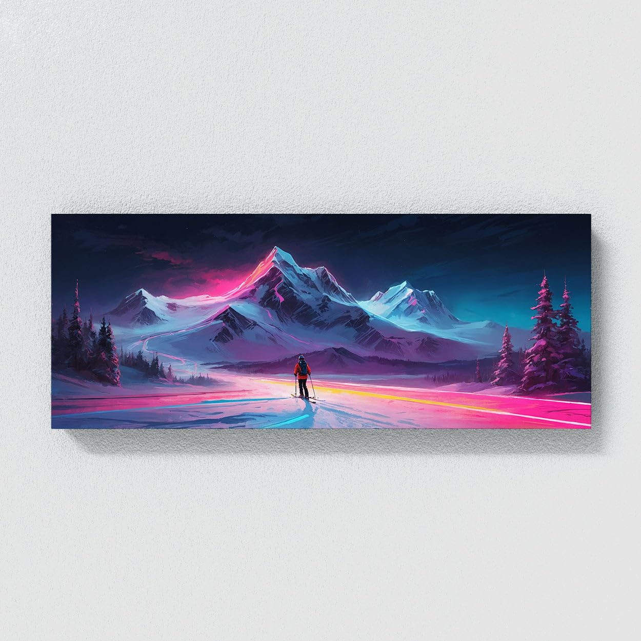 Sense Canvas Skier Electric Alpine Glide 101 - Stampa artistica da parete su tela, misura XL, 60 x 24 / 3,8 cm