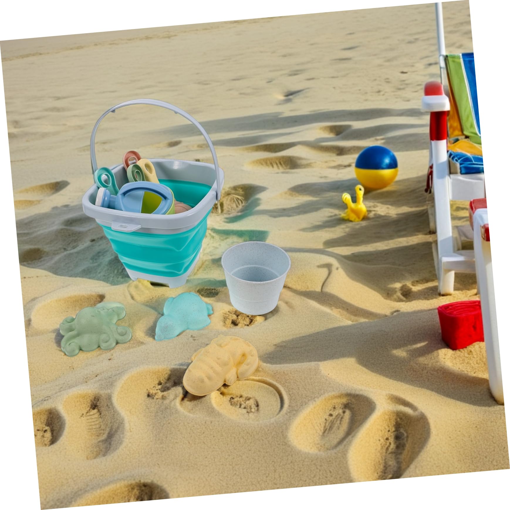 Yardwe Juguetes de Playa Plegables para Herramientas de Cubo Plegable y Pala de Juguete para Vacaciones de Verano Fiestas la Playa y Aventuras al Aire