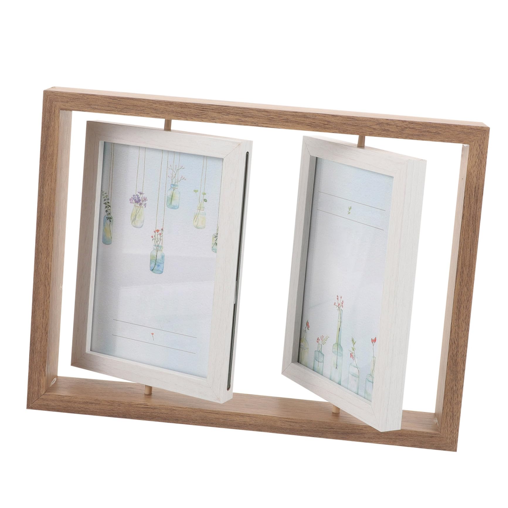 Cadre photo rotatif double face design affichage souvenirs table salon