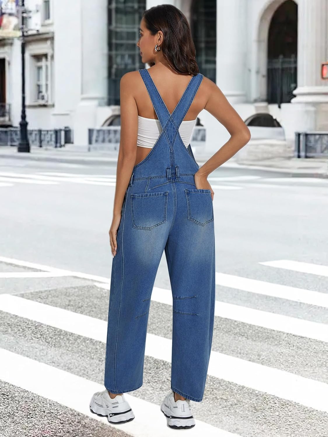 Barrel Overalls Jumpsuits for Women Casual Loose Baggy Jeans Pants Sleeveless Bib Jumpers with Pockets - Image 4
