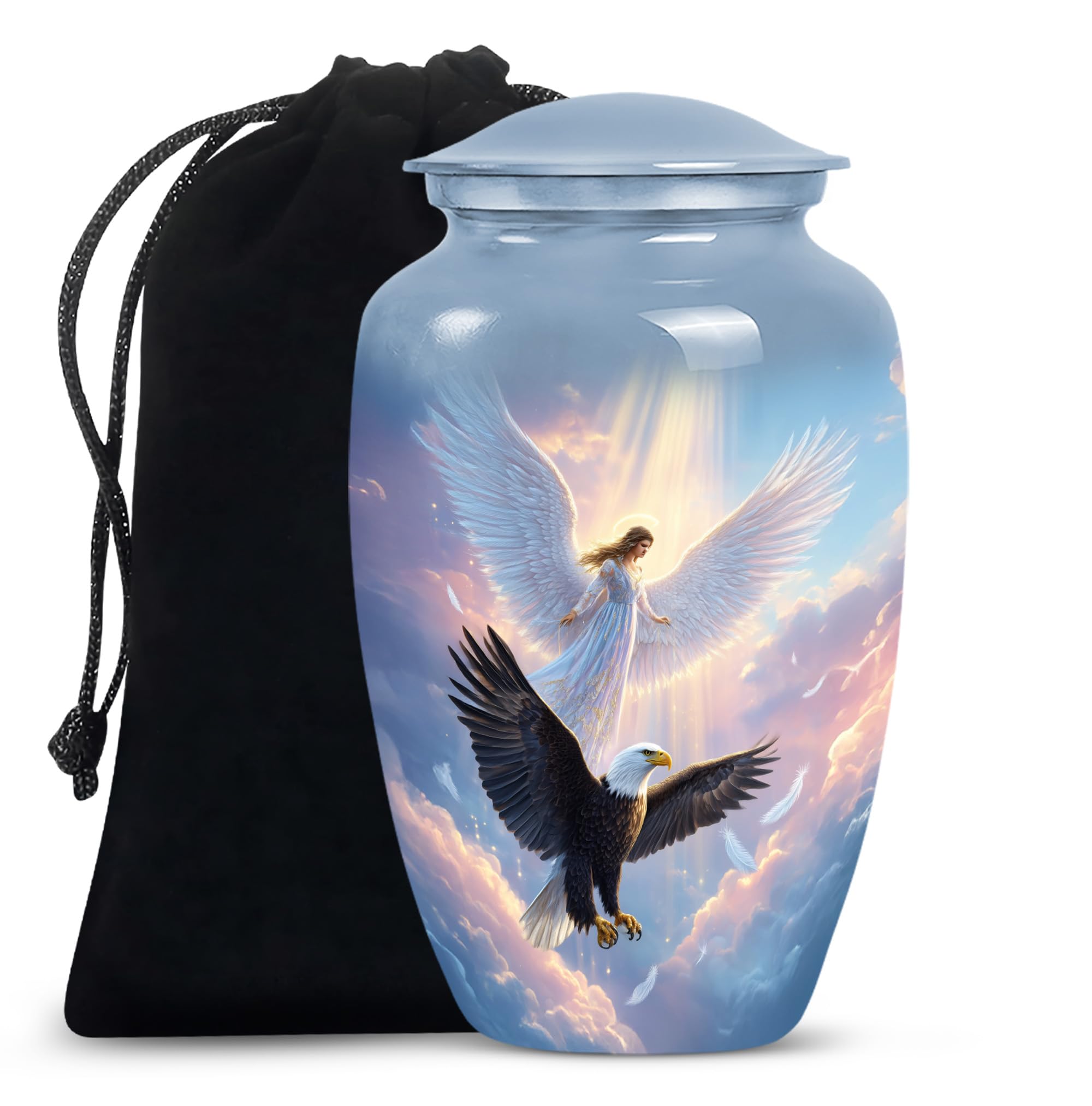 Eagle Funeral Urn for Human Ashes -Decorative White Angel Urns for Men