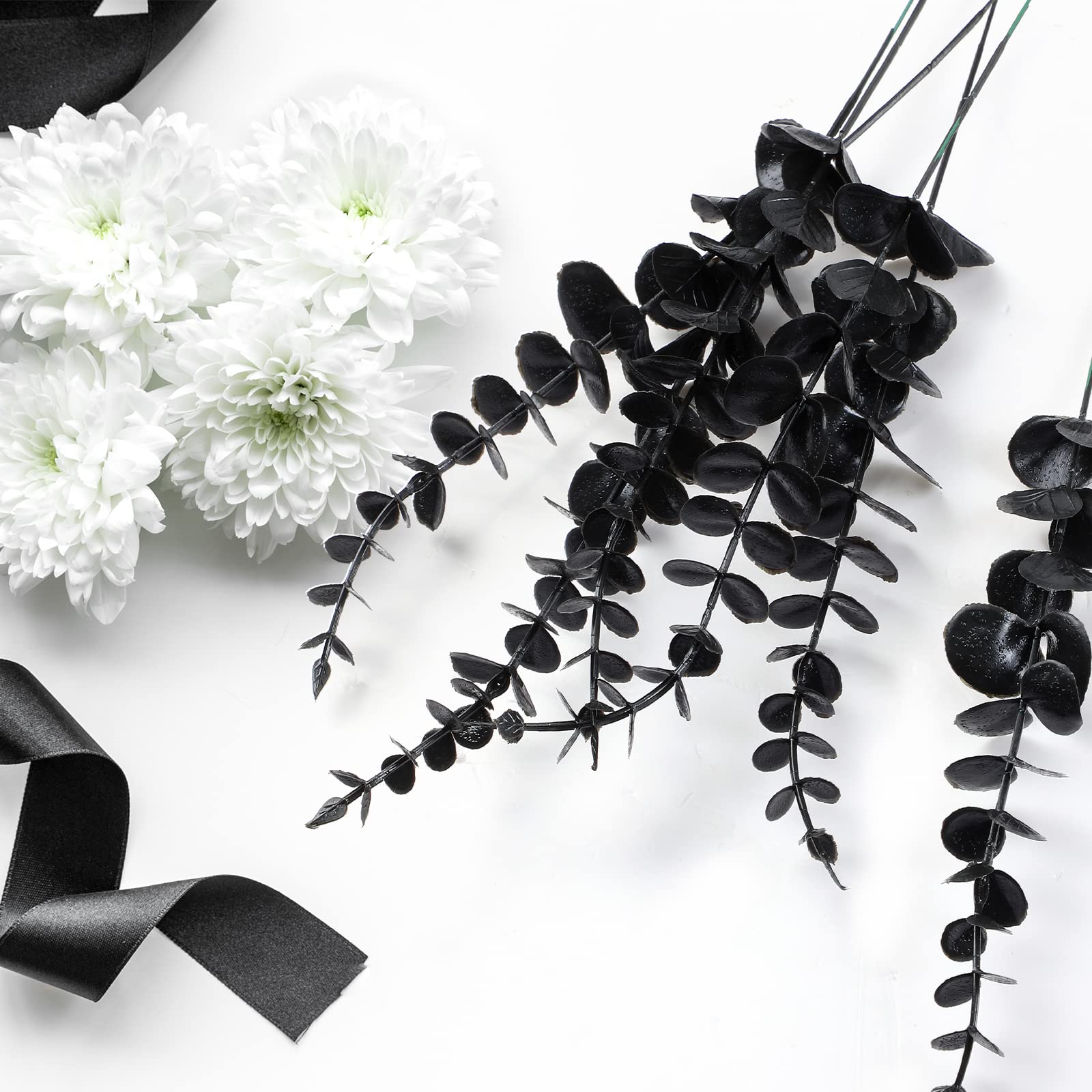 Ysleen 45 pezzi di eucalipto finto 38 cm stelo di eucalipto artificiale rami finti per vasi finti eucalipti foglie bouquet per casa colonica festa di nozze centrotavola decorazione (nero)