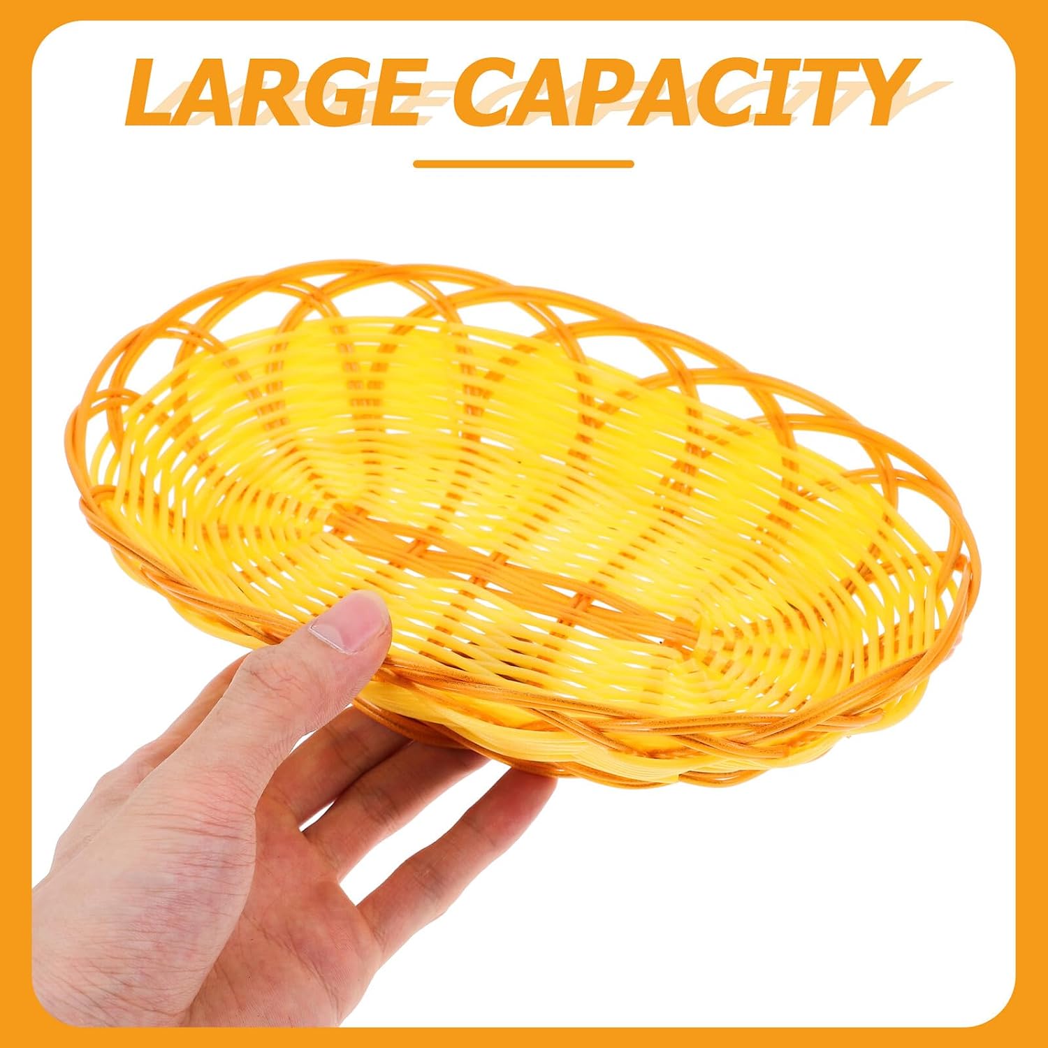Imitation Rattan Woven Bread and Snack Basket Oval 22cm Plastic Fast Food Serving Tray Household Fruit Storage Basket for Dining and Entertaining