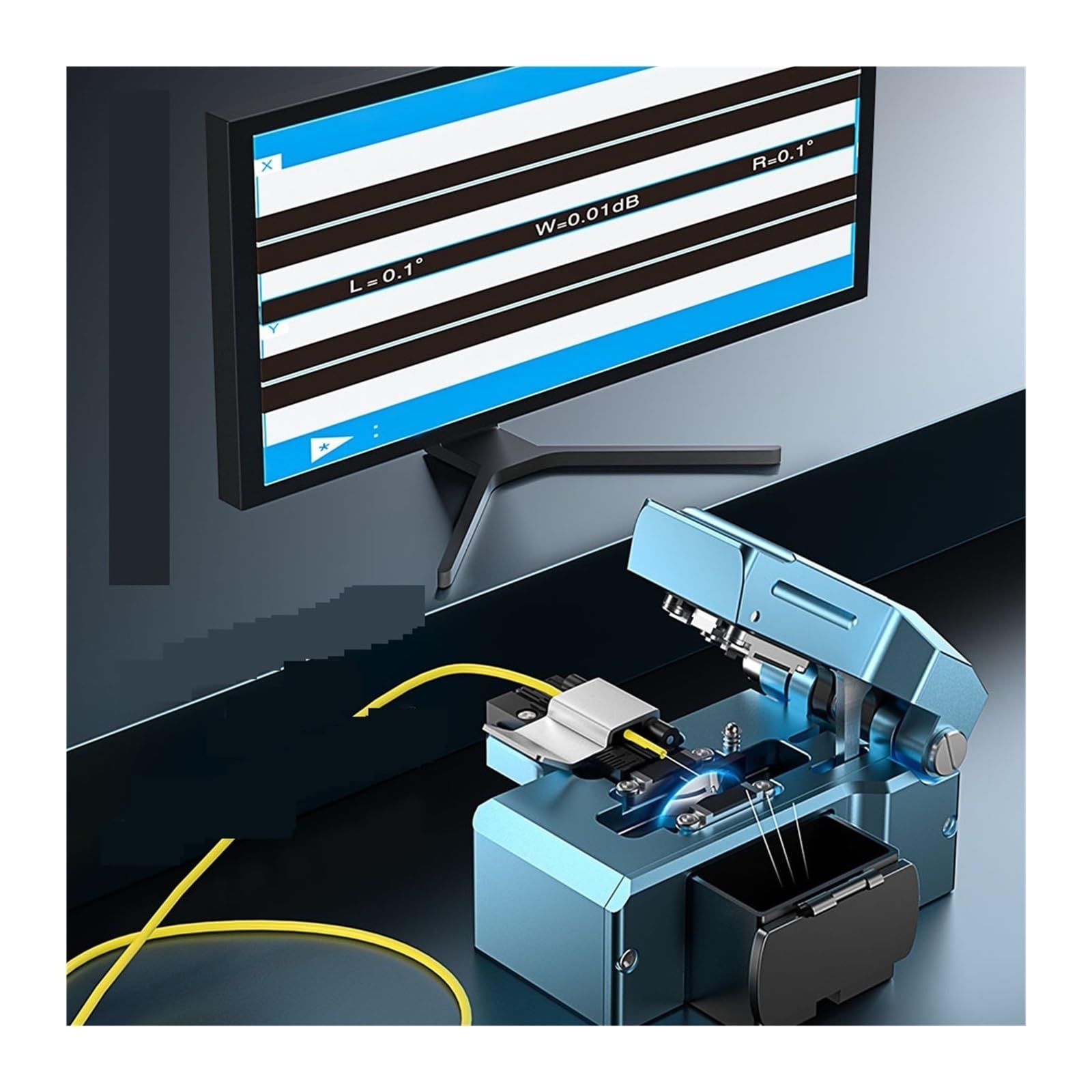Cortadora Fibra Optica, Cuchilla de corte for empalme fibra óptica un solo paso, totalmente automática y alta precisión S09(S-09 blue)