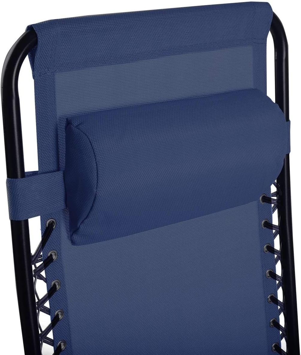 Outdoor Zero Gravity Lounge Chair with Pillow & Utility Tray, Folding Patio Lawn Beach Recliner(Navy)