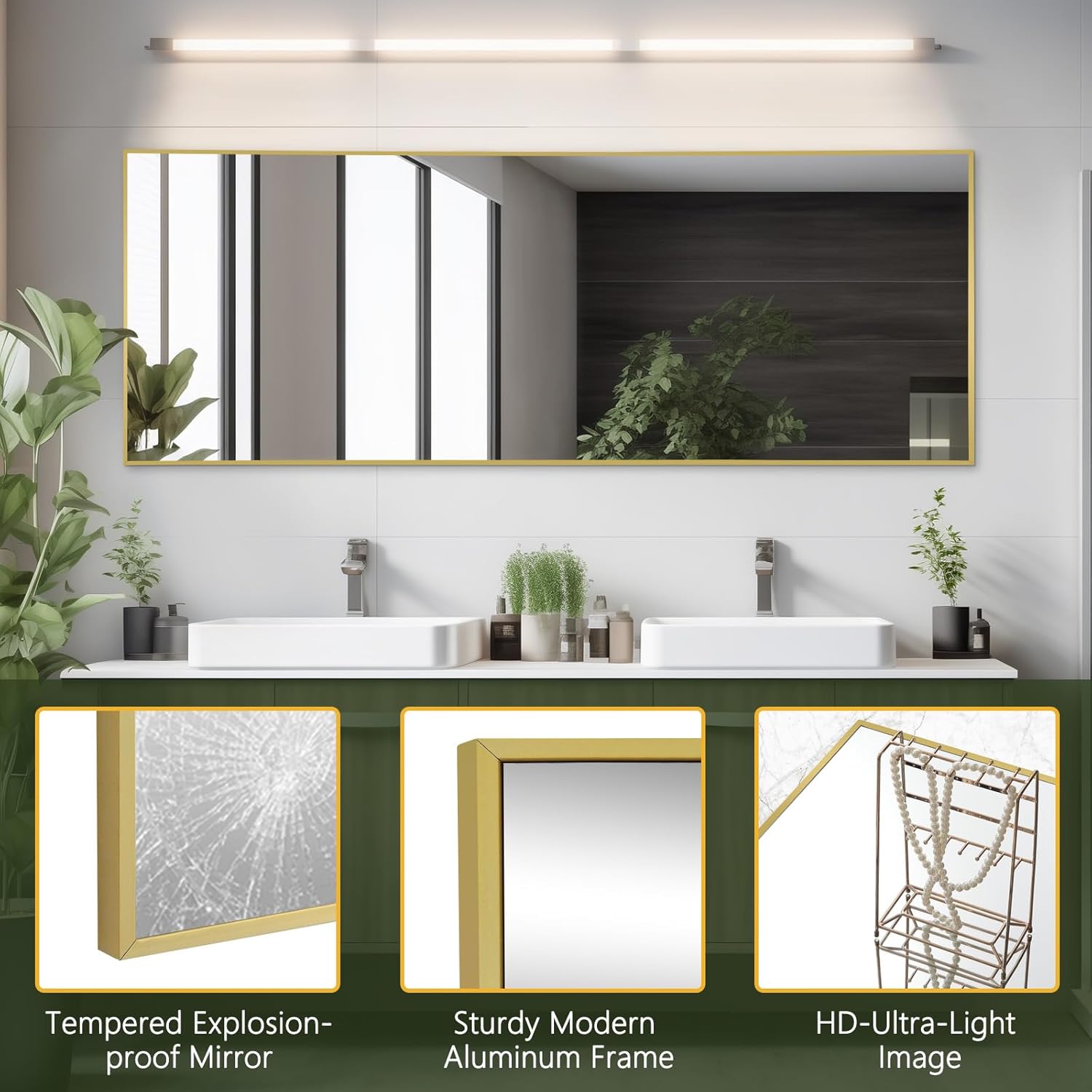 MELOMOIR Gold Mirror Full Length 56"x18" Floor Mirror, Free Standing Mirror Hanging or Leaning, Aluminum Alloy Frame Full Body Mirror for Bedroom Living Room Cloakroom Hallway, Wall Mirror Full Length