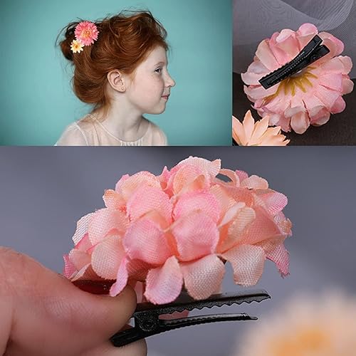Miniatura 5 de 21 pinzas para el pelo de flores para mujeres, pasadores de pelo florales rosas para niñas, accesorios para el cabello de barre de novia rosa para