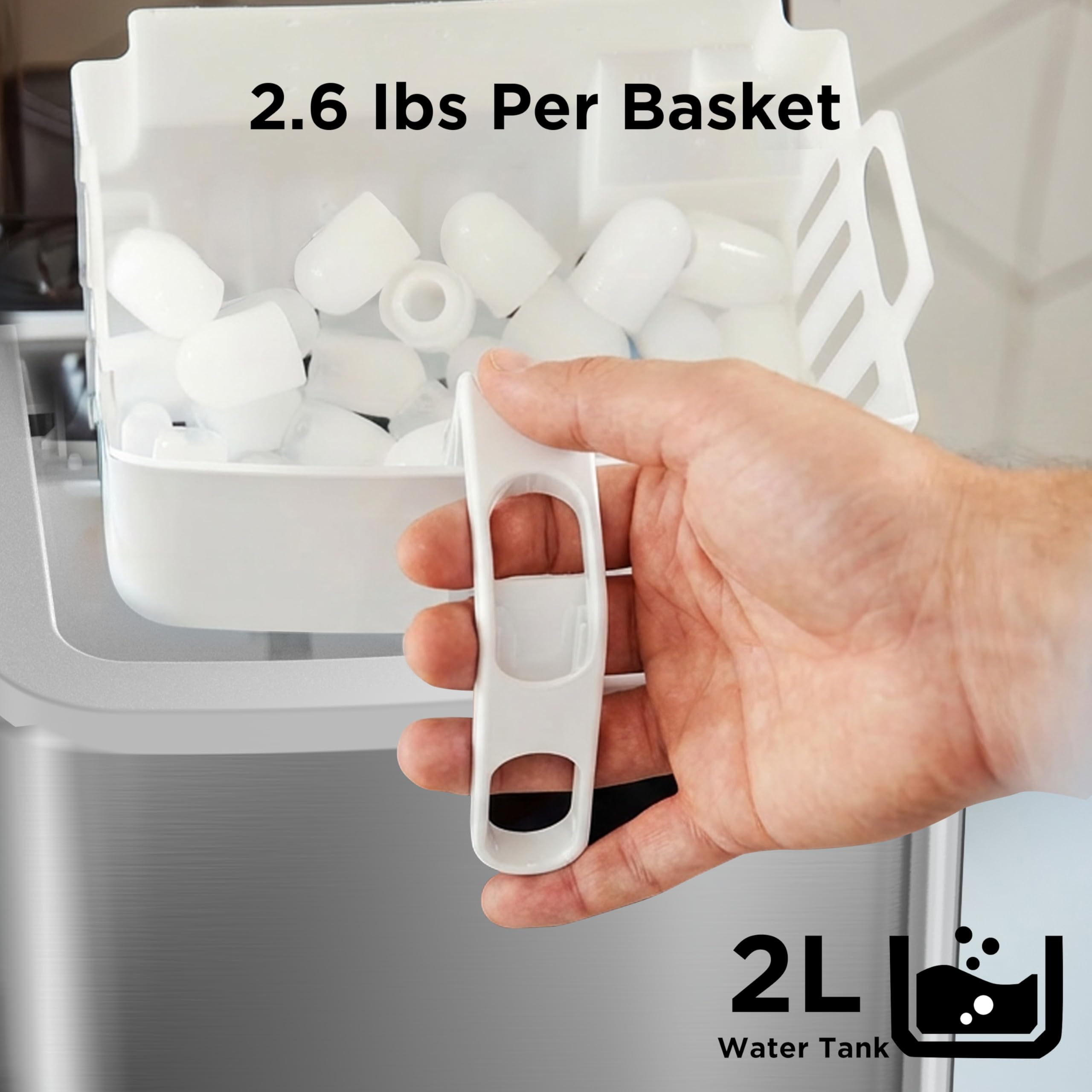 Silonn Countertop Ice Maker Machine, 9 Ice Cubes Ready in 6 Mins, 26 lbs/24 Hrs Portable Ice Maker with Basket & Scoop, 2 Ice Sizes, Self-Cleaning Compact Ice Machine for Home, Party, Office on Fridge.com