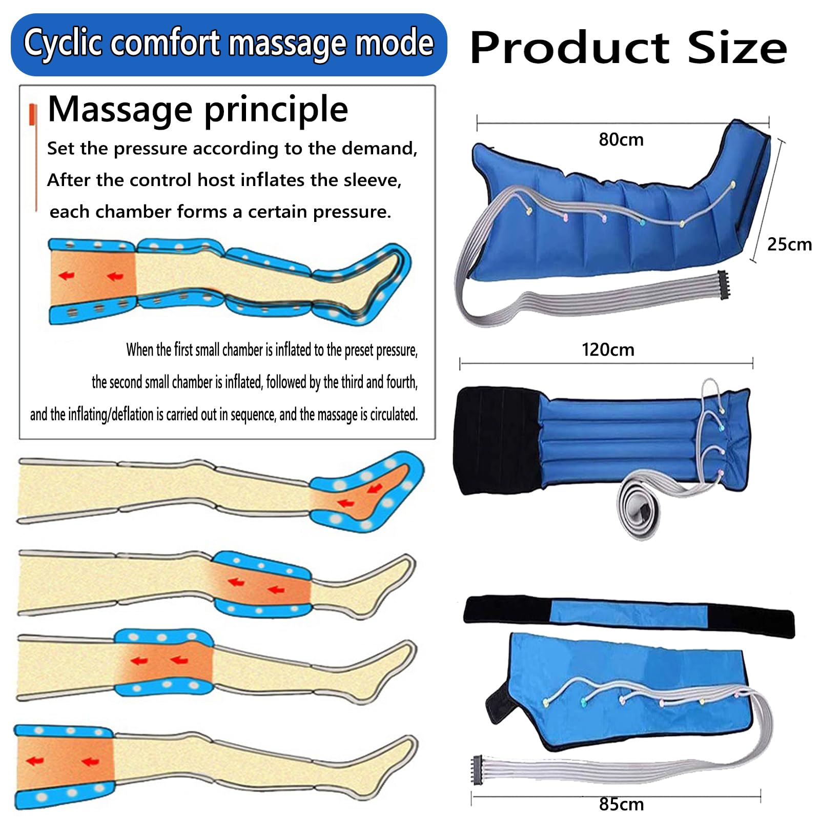Presoterapia Compresor De Aire Masajeador De Pies Y Piernas Brazos Cintura Botas De Compresión Máquina Portátil De Salud con Cámara De 6 Cavidades para El Alivio del Dolor Muscular