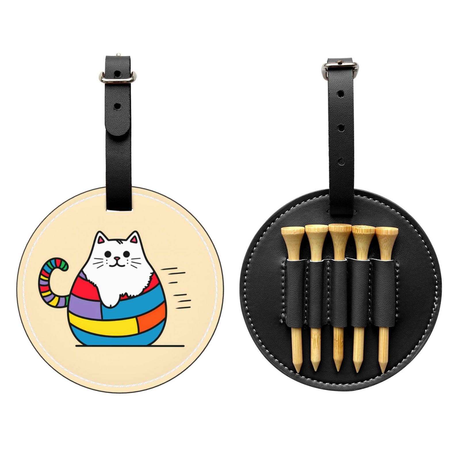 Colorful Cats Black Golf tee Storage Bag - Durable and wear-Resistant Golf Accessories