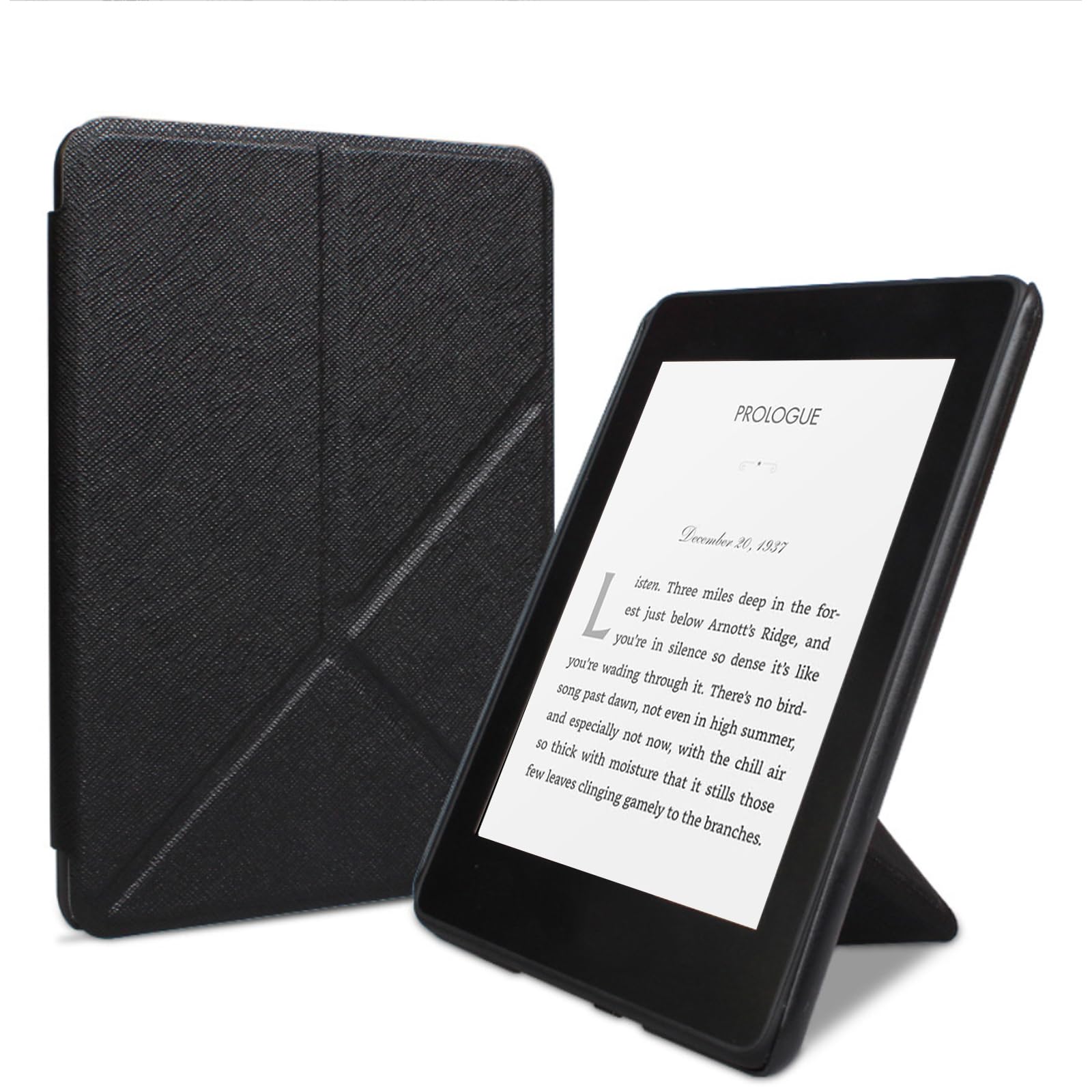 Lukione Compatible with Kindle (12th Generation) [2024 Released] 7” Case, New Lightweight Shell Foldable Slim Protective Cover with Auto Wake/Sleep & Multi-Viewing Angles Protection for 12th e-Reader Black