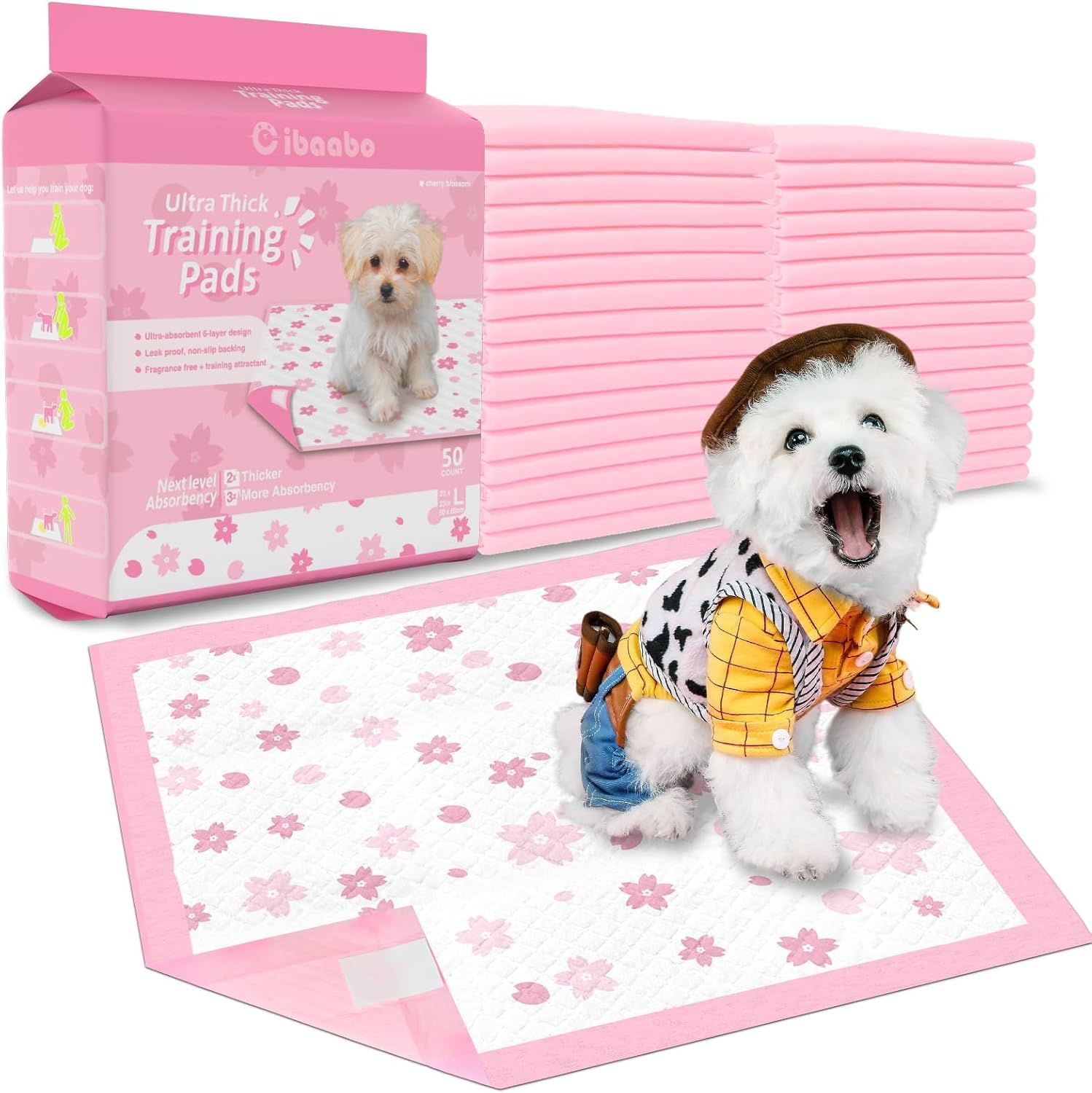 Pink Puppy Pads, Absorbent 23x 23 50 Count Cute Dog UK Ubuy