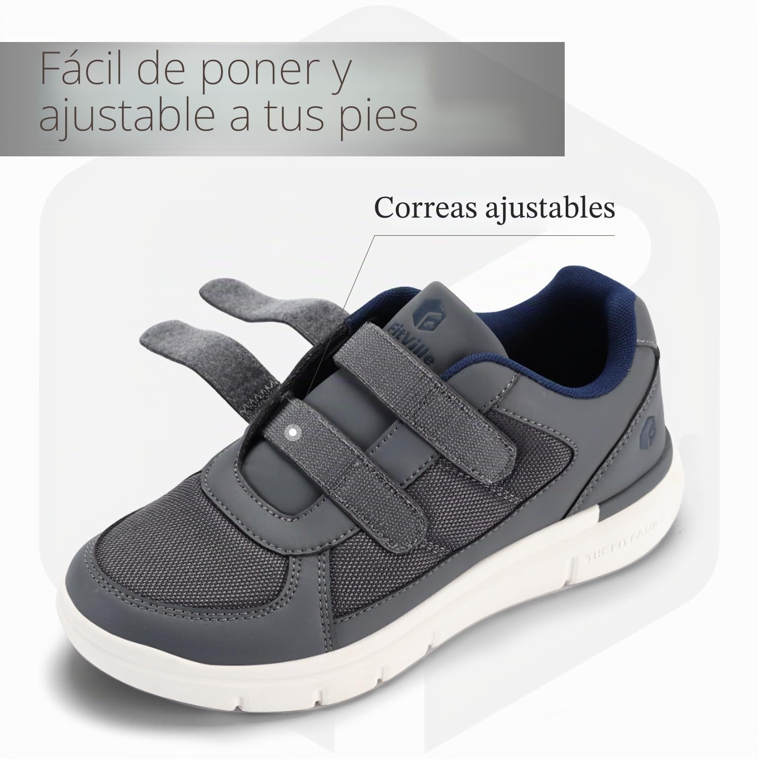 FitVille Zapatos para Hombre Zapatos Anchos Especiales para Pies Sensibles Cómodas Zapatillas Ajustables