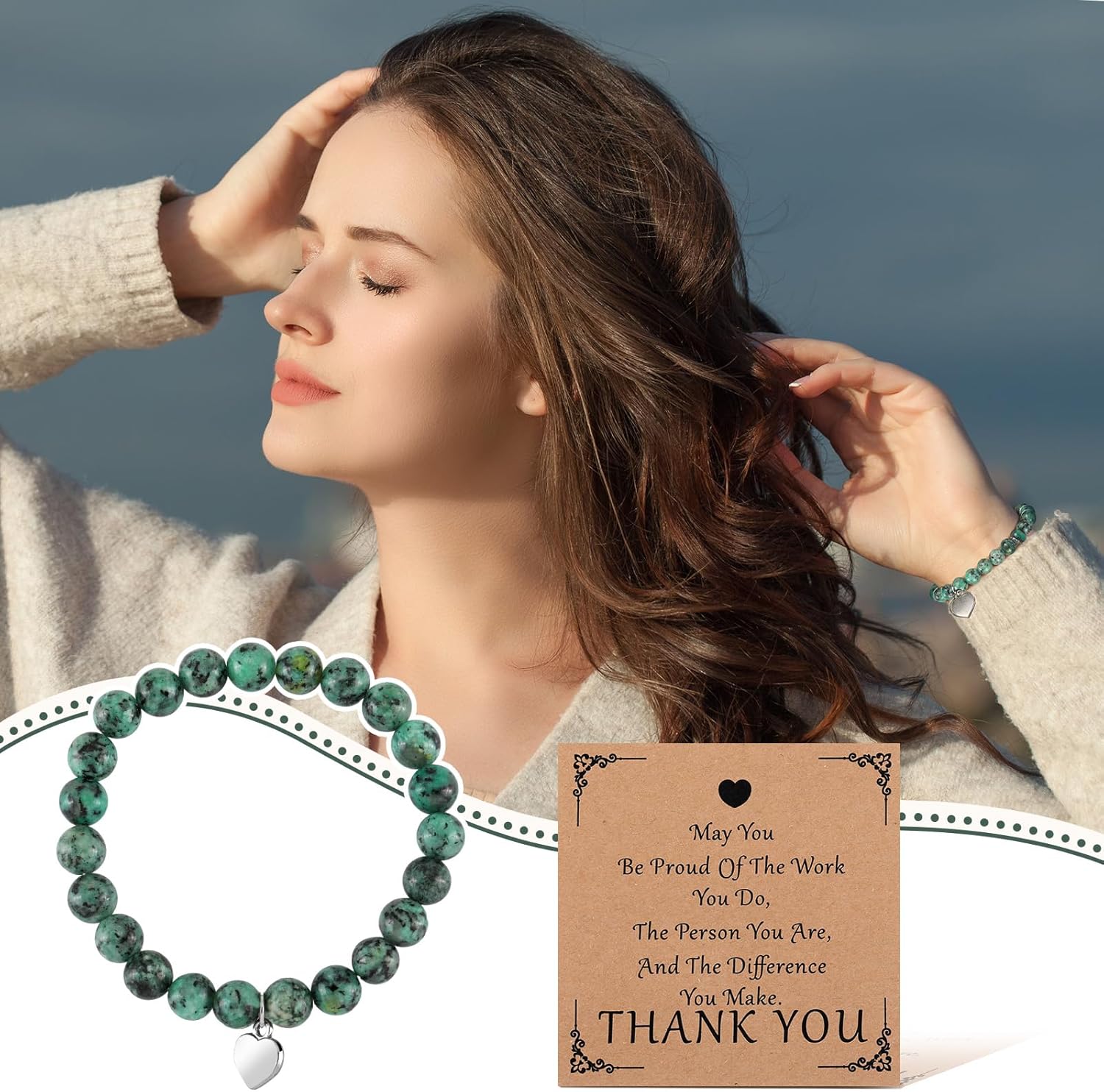 Blosssound 12 Pcs Thank You Bracelets Bulk for Women Mother's Day Employee Appreciation Gifts Teacher Appreciation Team