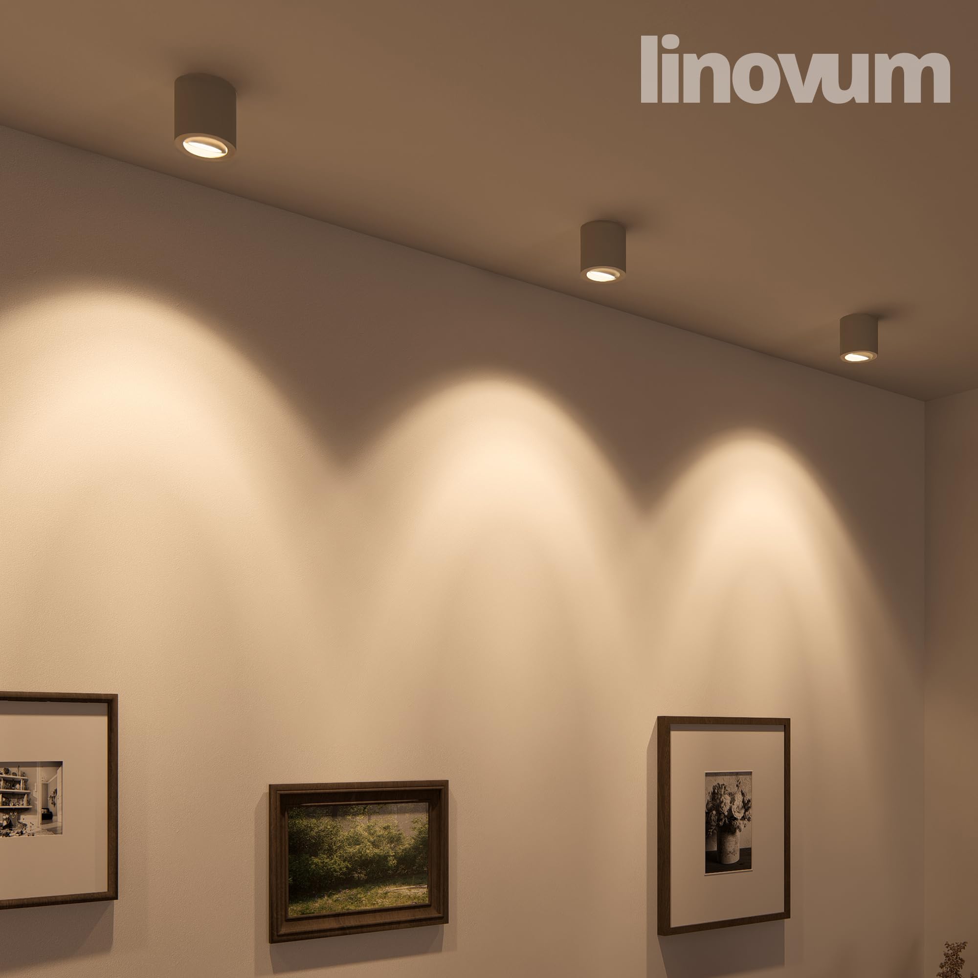 linovum CORI Aufbauspot dimmbar weiß silber - mit LED GU10 Lampe warm, neutral, kalt 6W 230V - Aufbau Strahler schwenkbar rund Ø80x84mm