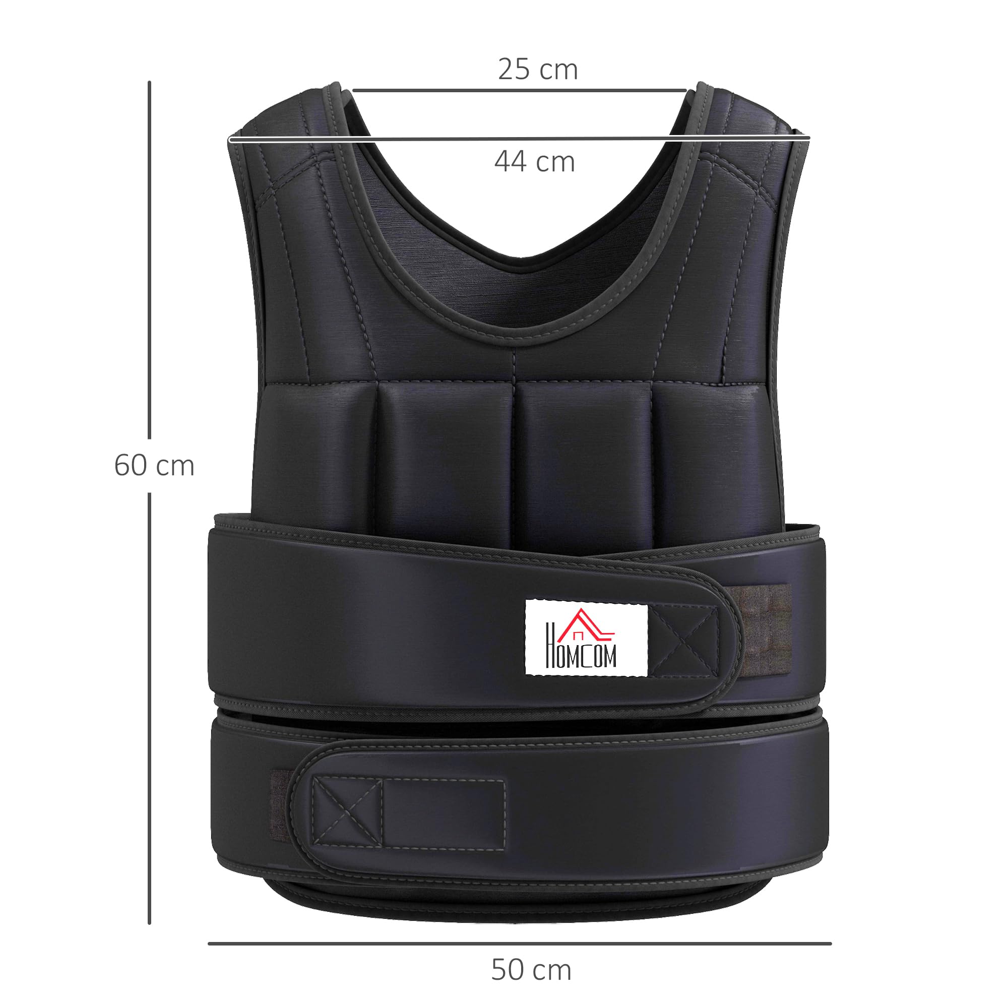 HOMCOM Gewichtsweste 10/20kg Verstellbare Trainingsweste Damen Herren | Herausnehmenbar Gewichten, Klettverschlüsse, Laufweste, Muskelaufbau, Krafttraining, Laufen, Fitness, Cross Training