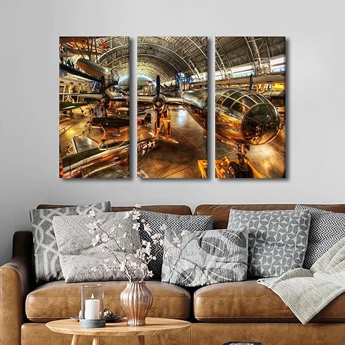 Miniatura 107 de Lienzo decorativo para pared, 3 piezas, póster de nariz de avión, arte de hélice gris, decoración del hogar, lienzo inspirador, decoración de pared