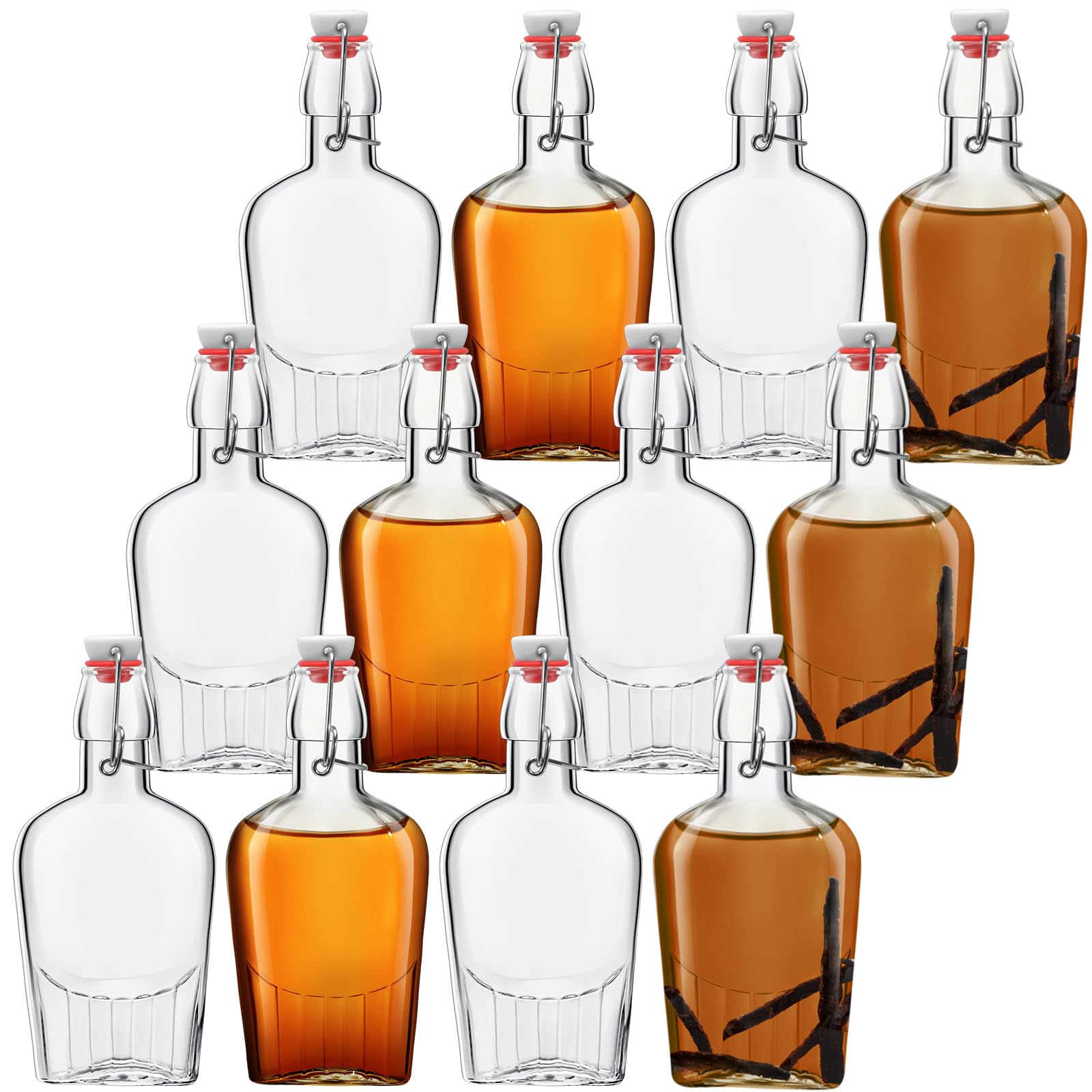 Jinei Whisky-Glasflaschen mit Bügelverschluss, Vanilleextrakt, für Herren, Likörflasche für hausgemachten Vanilleextrakt, Limoncello, Kombucha, Wasserkefirm, Weihnachtsgeschenk, Hochzeitsgeschenk, 227