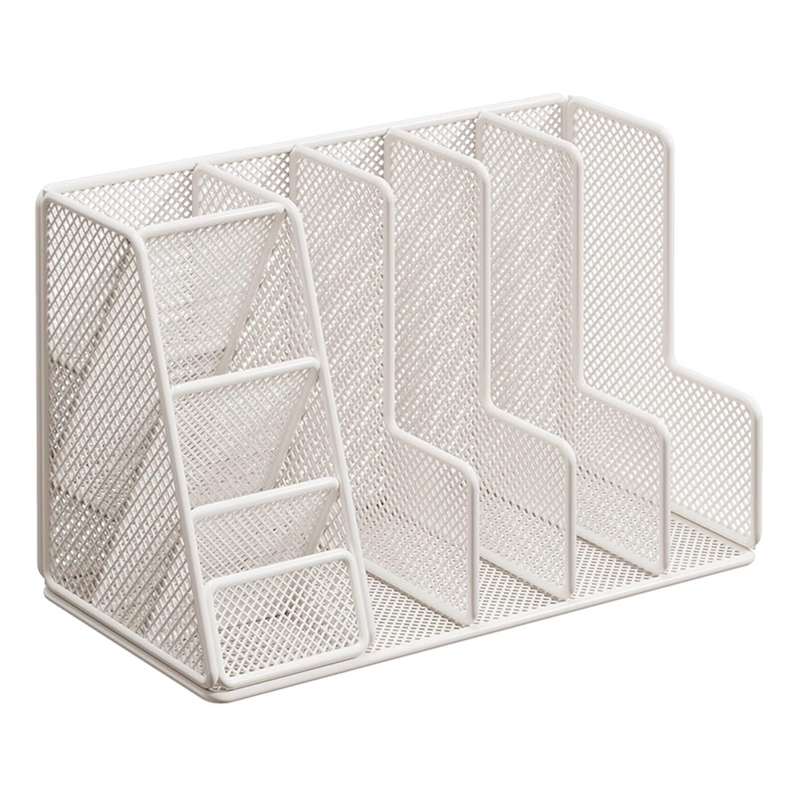 Organizer Scrivania, Portapenne a Rete in Metallo, Portariviste Organizzatore da Tavolo, Porta Penne per Ufficio a Casa(Gold,42x19x25.5cm)